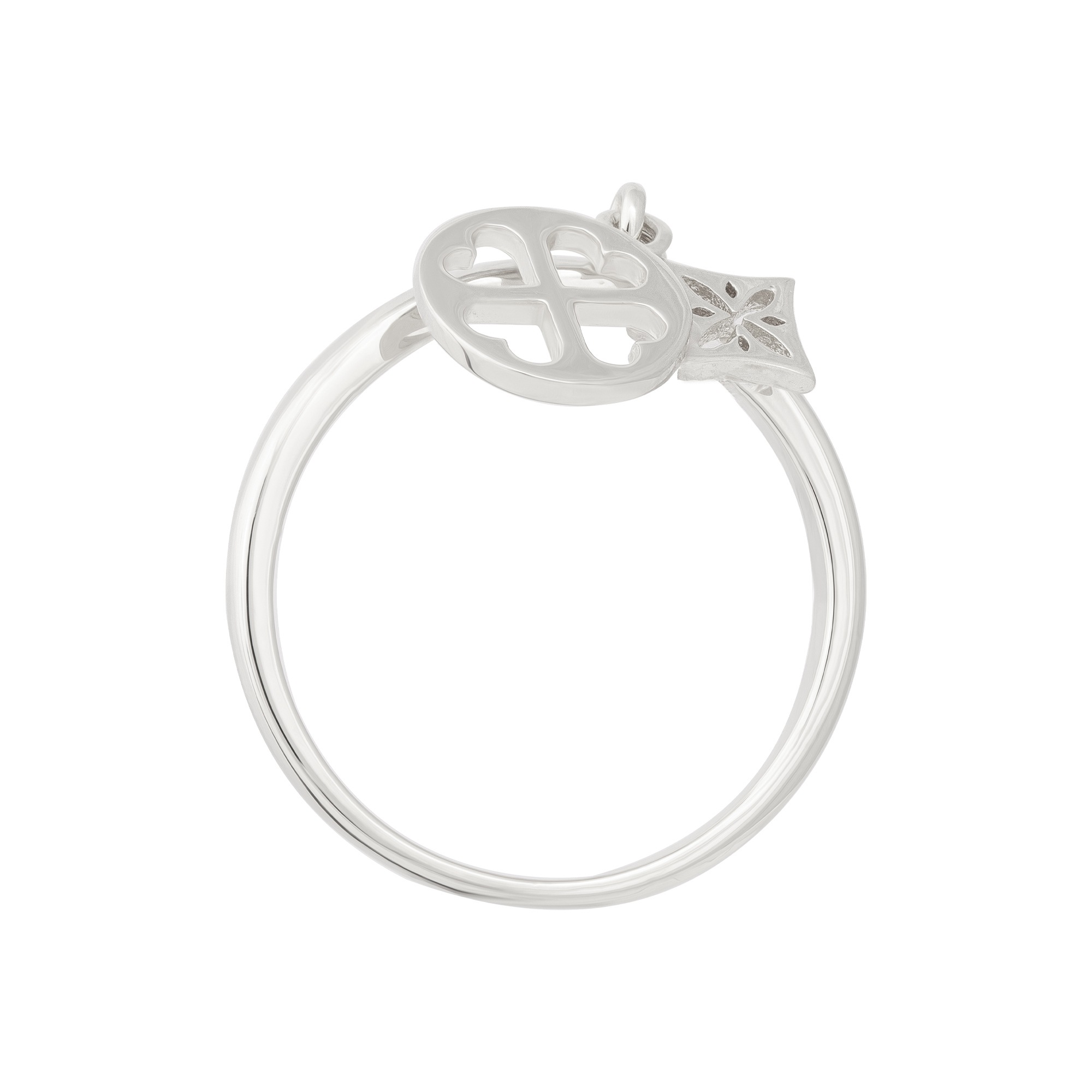 Fingerring CAÏ "925 Silber rhodiniert Anhänger Cut-outs" Gr. 18, weiß, Fingerringe, Damen, 056 (17,8), Silber 925 (Sterlingsilber), Fingerring 2