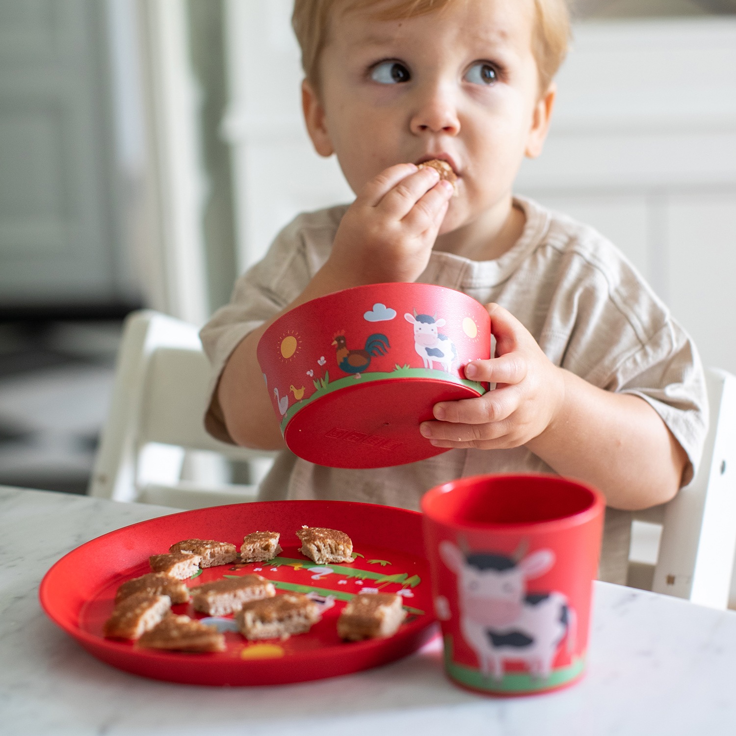KOZIOL Kinderschale »CONNECT BOWL FARM«, 4 tlg., aus Kunststoff, 100% recycelbar,100% made in Germanyt, 400 ml