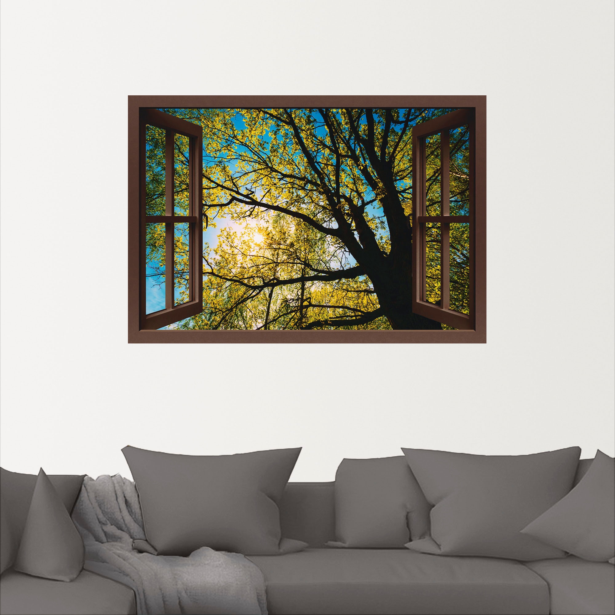 Artland Wandfolie »Fensterblick Frühlingssonne Baumkrone«, Baumbilder, (1 St.), selbstklebend