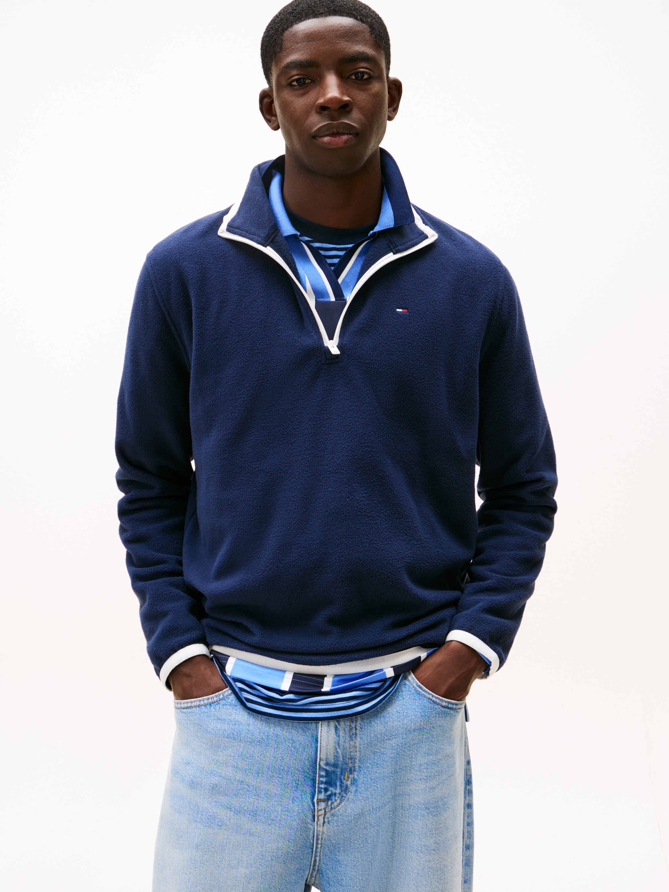 Tommy Jeans Fleecepullover "TJM FLAG POLAR FLEECE", normale Passform, Troye günstig online kaufen