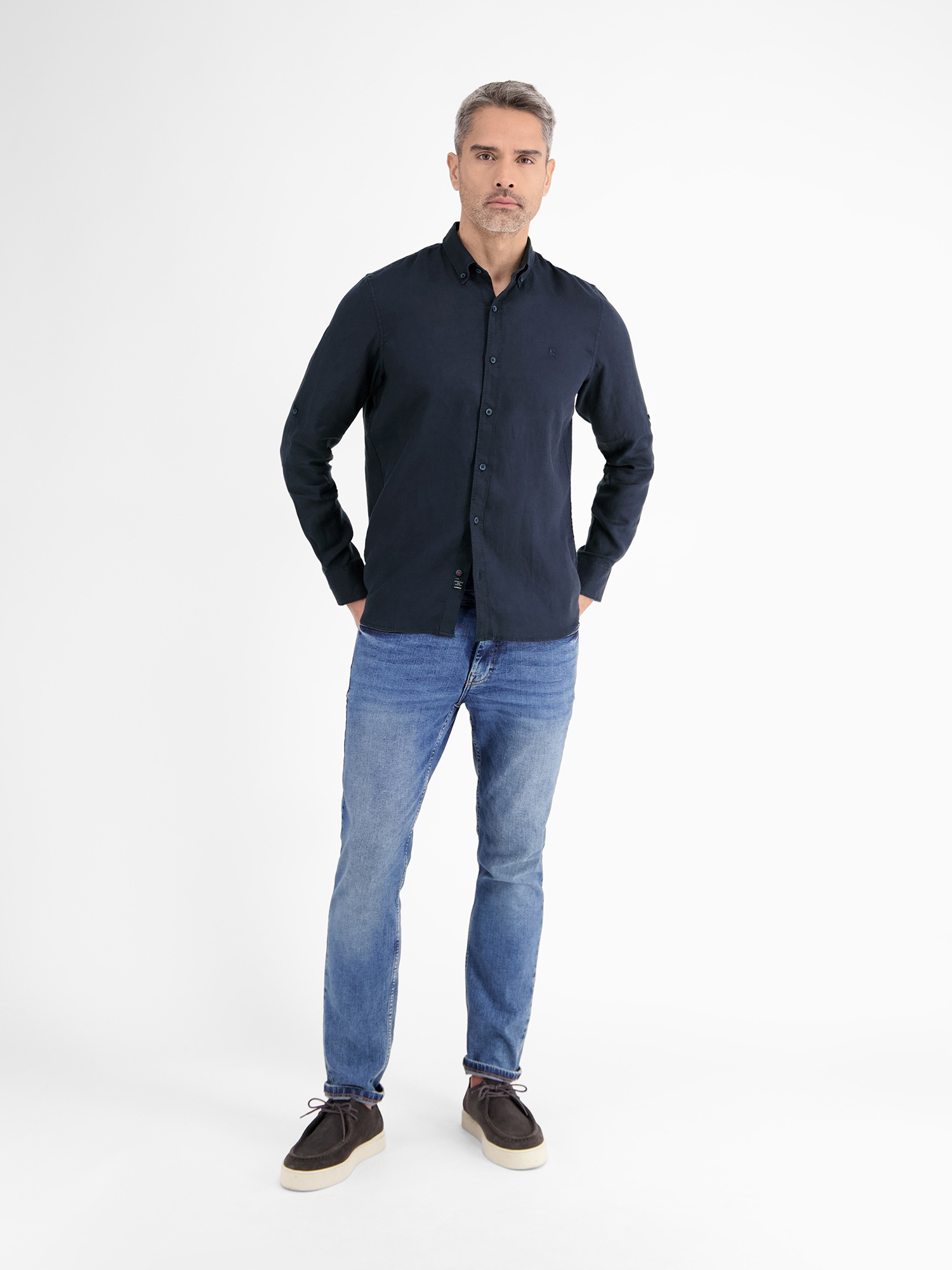LERROS Langarmhemd »LERROS Herrenhemd in Leinen-Baumwoll-Blend«