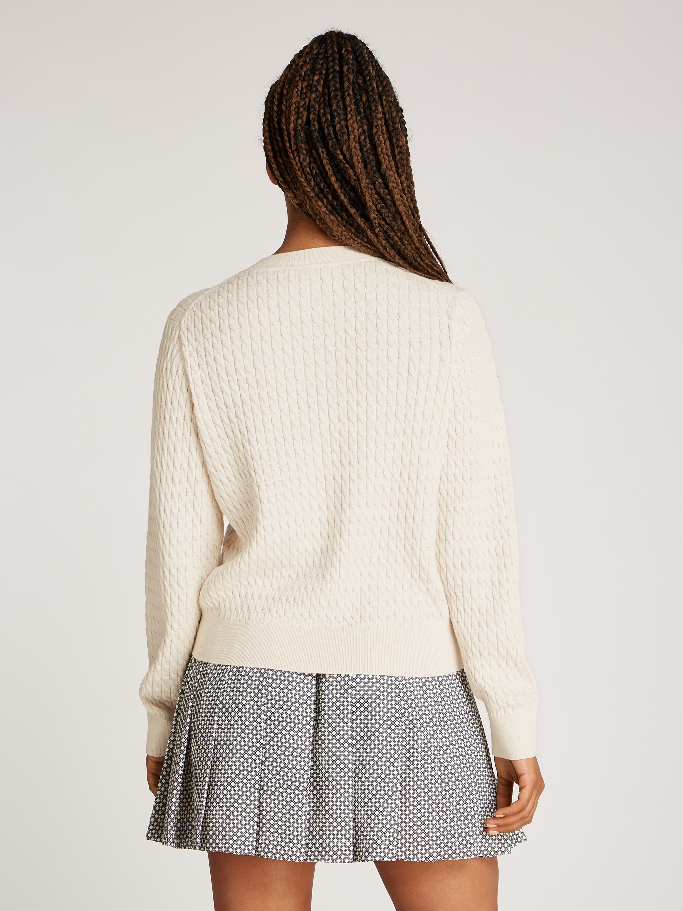 Tommy Hilfiger Strickjacke »CO CABLE C-NK CARDIGAN«, mit Zopfstruktur