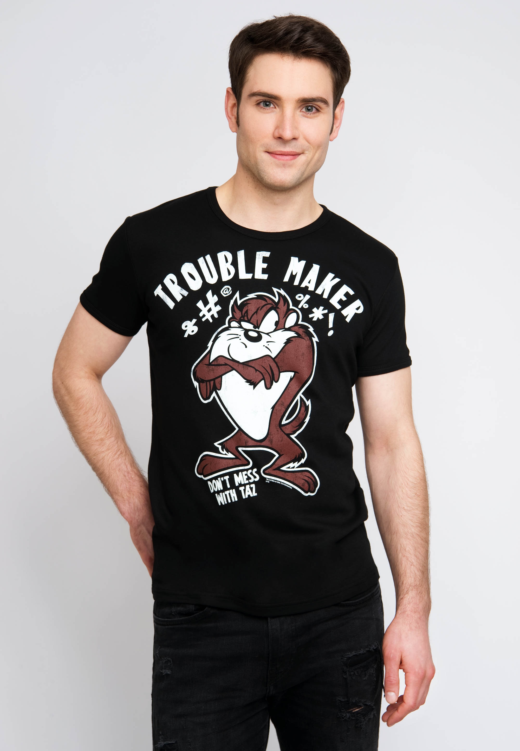 mit Taz - Trouble »Looney T-Shirt - für Maker«, Tunes ▷ tollem | BAUR LOGOSHIRT Taz-Print
