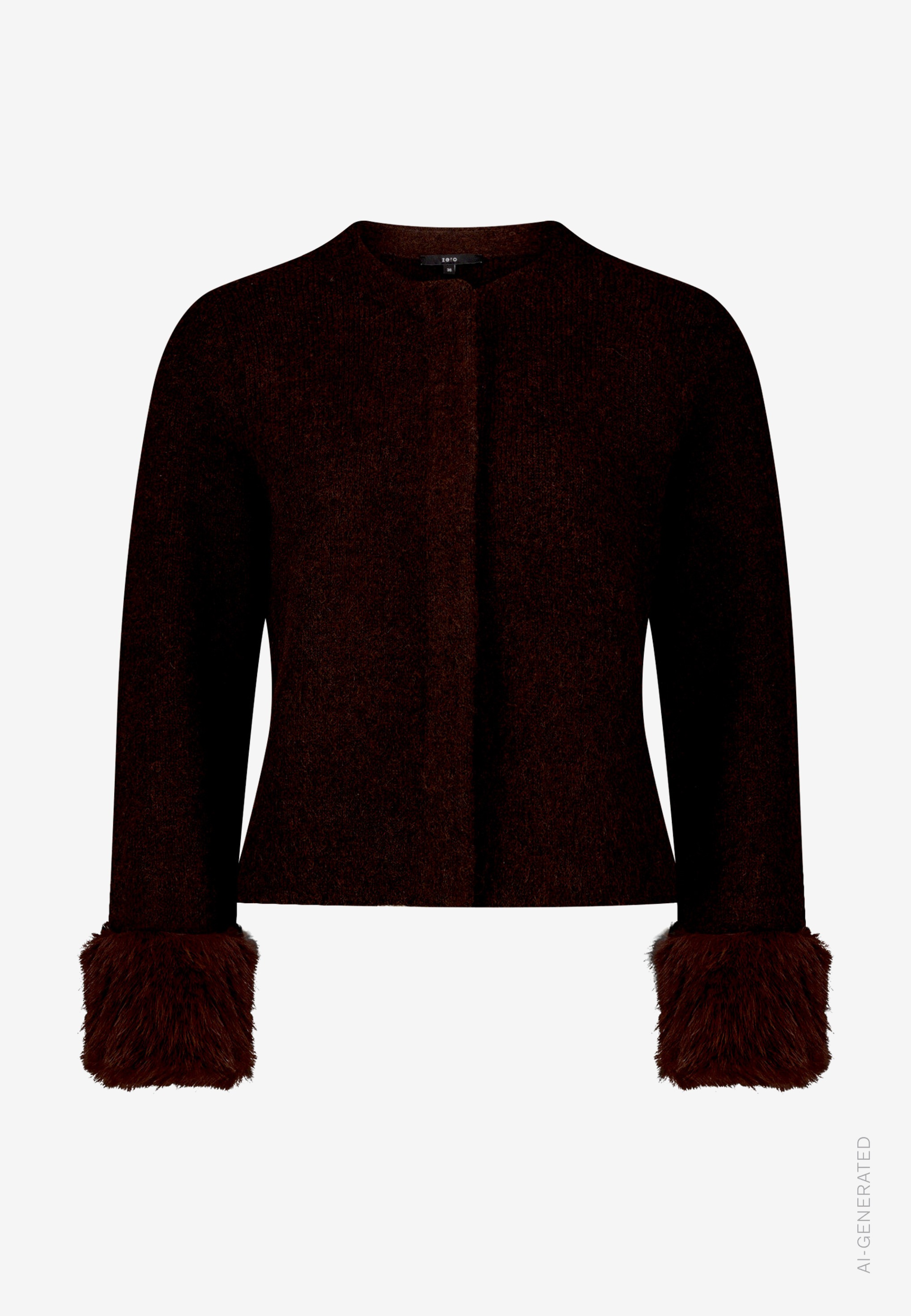 Zero Strickjacke mit Plüschmanschnetten an den Ärmeln