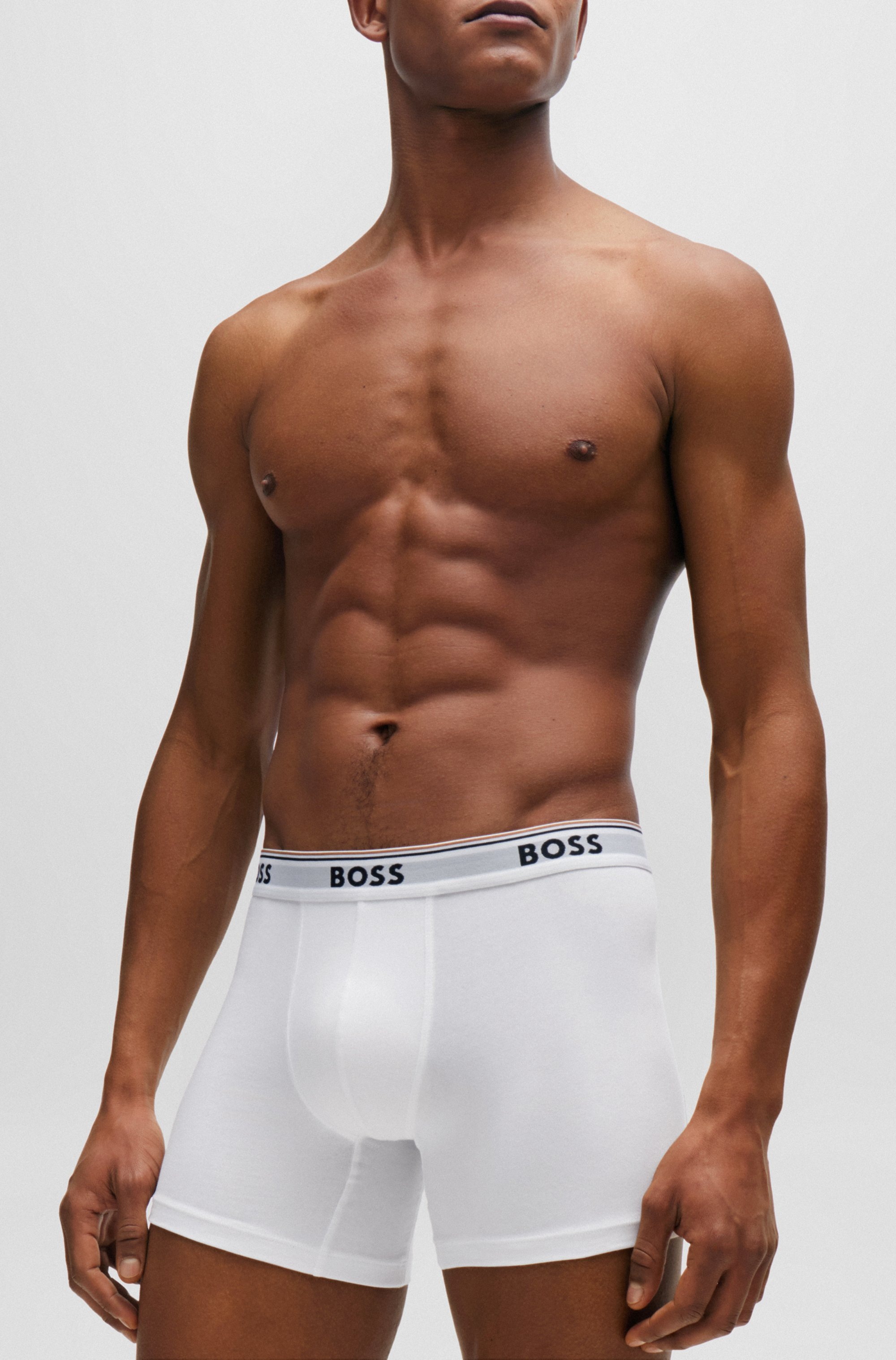 BOSS Langer Boxer »Brief 3 PACK«, mit farblich passendem Webbund