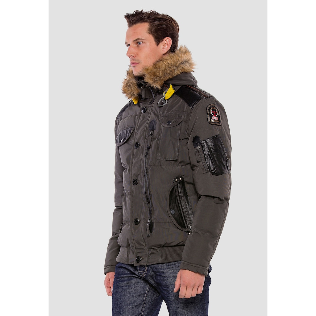 Cipo & Baxx Winterjacke, mit abnehmbaren Pelzkragen