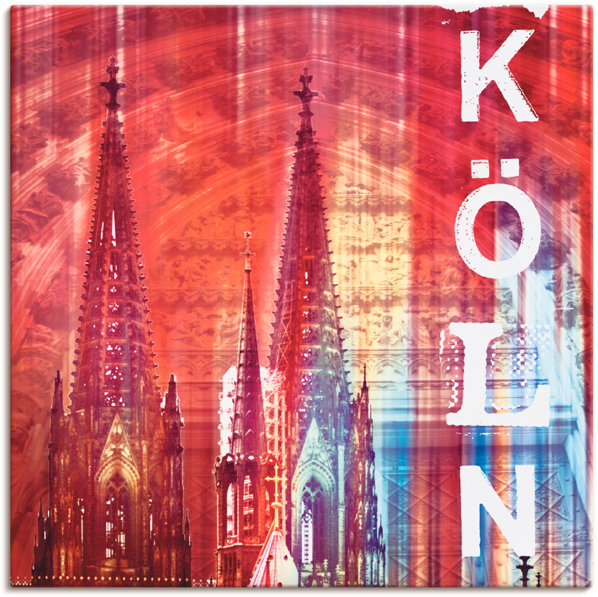 Artland Leinwandbild "Köln Skyline Collage II" Gebäude 1 Stk. tlg. auf Holzrahmen gespannt