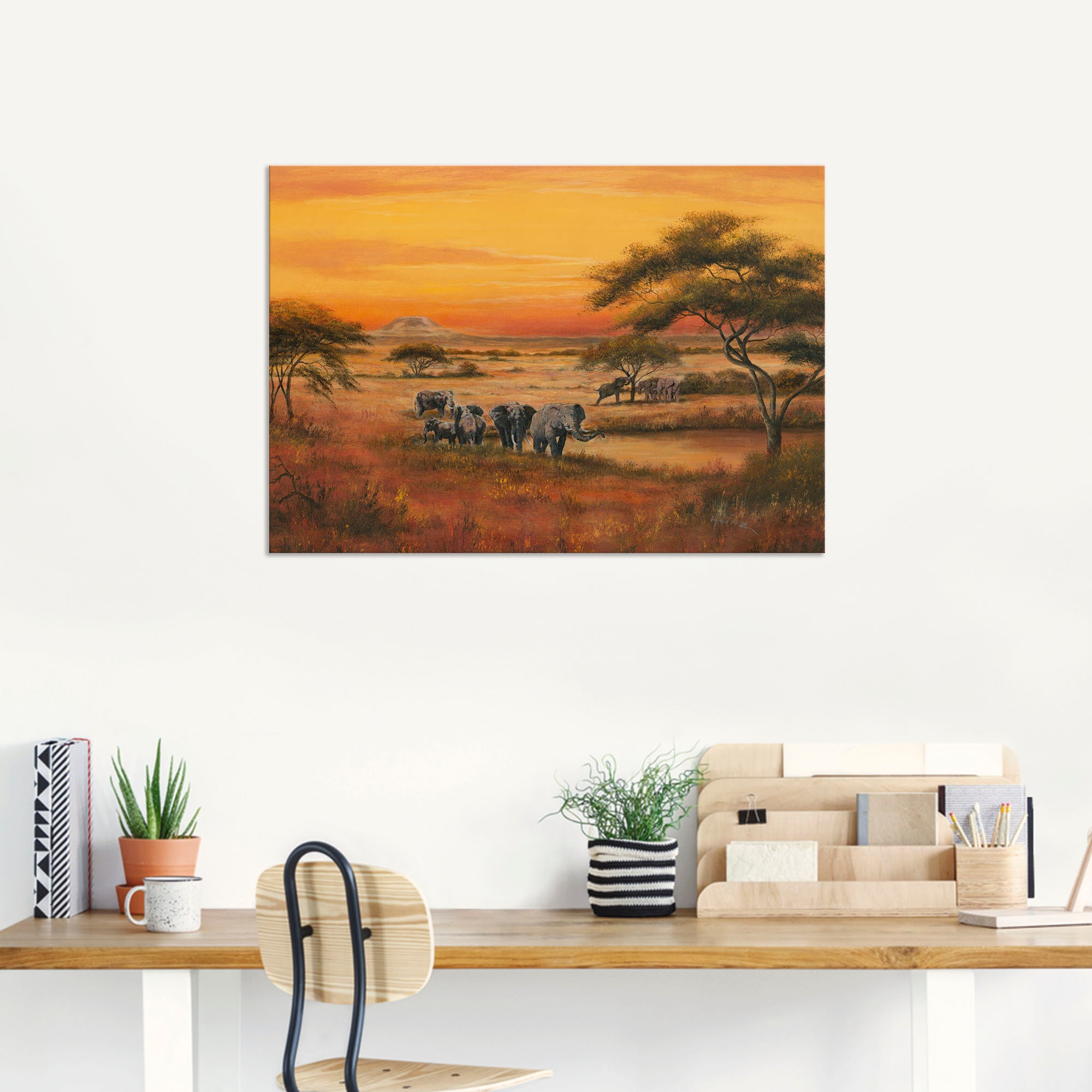 Thumbnail - Artland Wandbild "Afrika Elefanten" Afrika 1 Stk. tlg. als Alubild, Outdoorbild, Leinwandbild, Poster in verschied. Größ...
