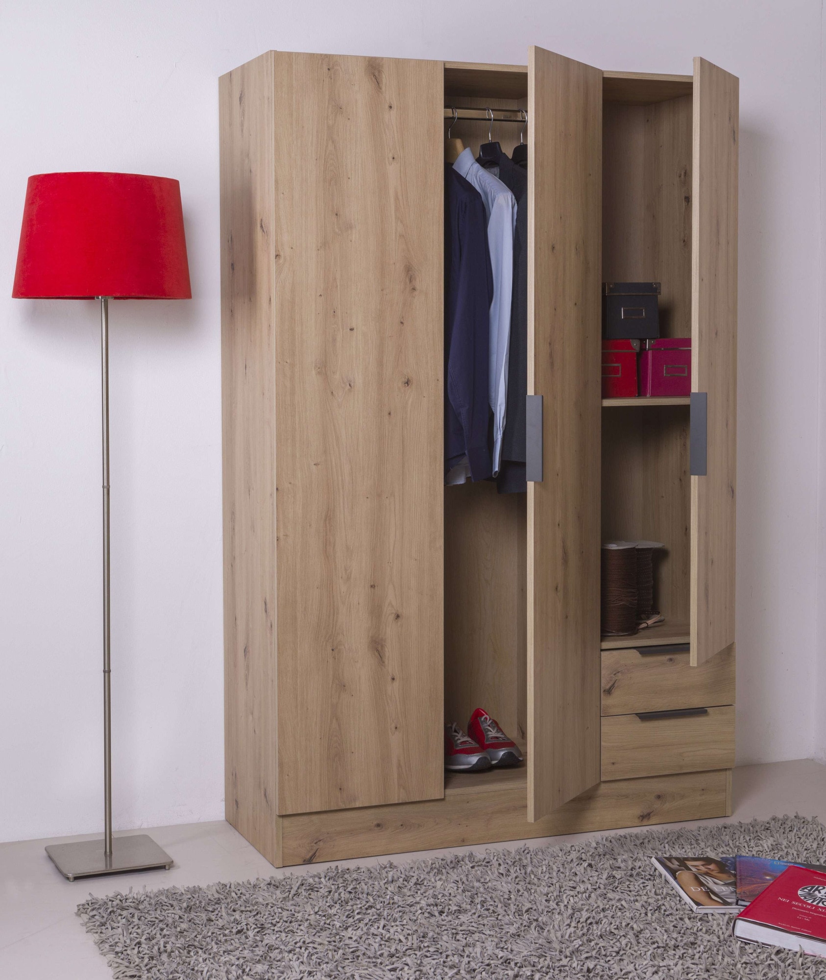 Composad Garderobenschrank »Espresso,Kleiderschrank, Raumsparschrank, Multifunktionsschrank«, (1 St.), mit 3 Türen und 2 Schubladen