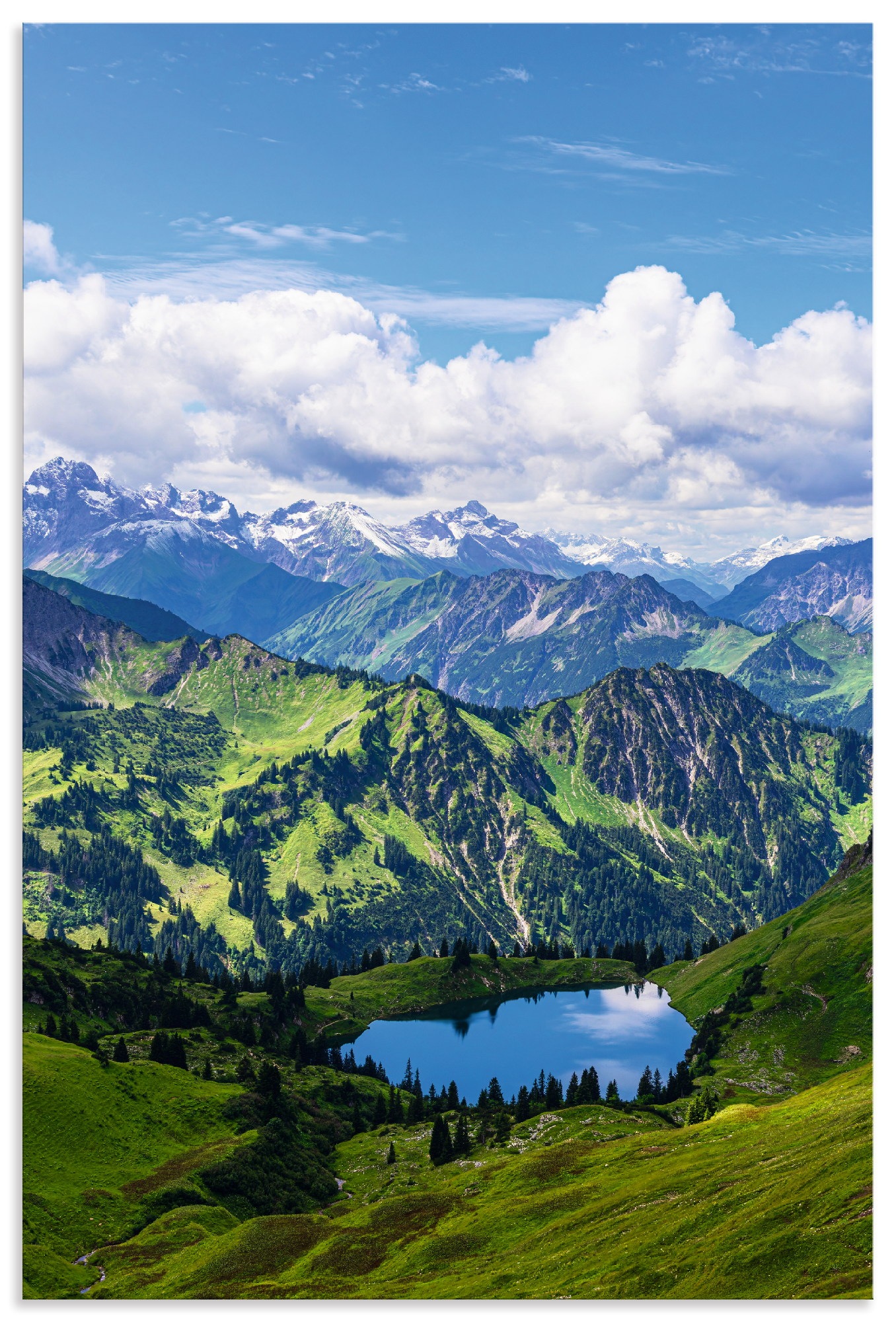 Wandbild ARTLAND "Nebelhorn bei Obersdorf Alpen Seealpsee", farbe bild(er): blau, B:80cm H:120cm, Alu Dibond, Bilder, als Alubild, Leinwandbild, Poster, Wandaufkleber in verschied. Größen
