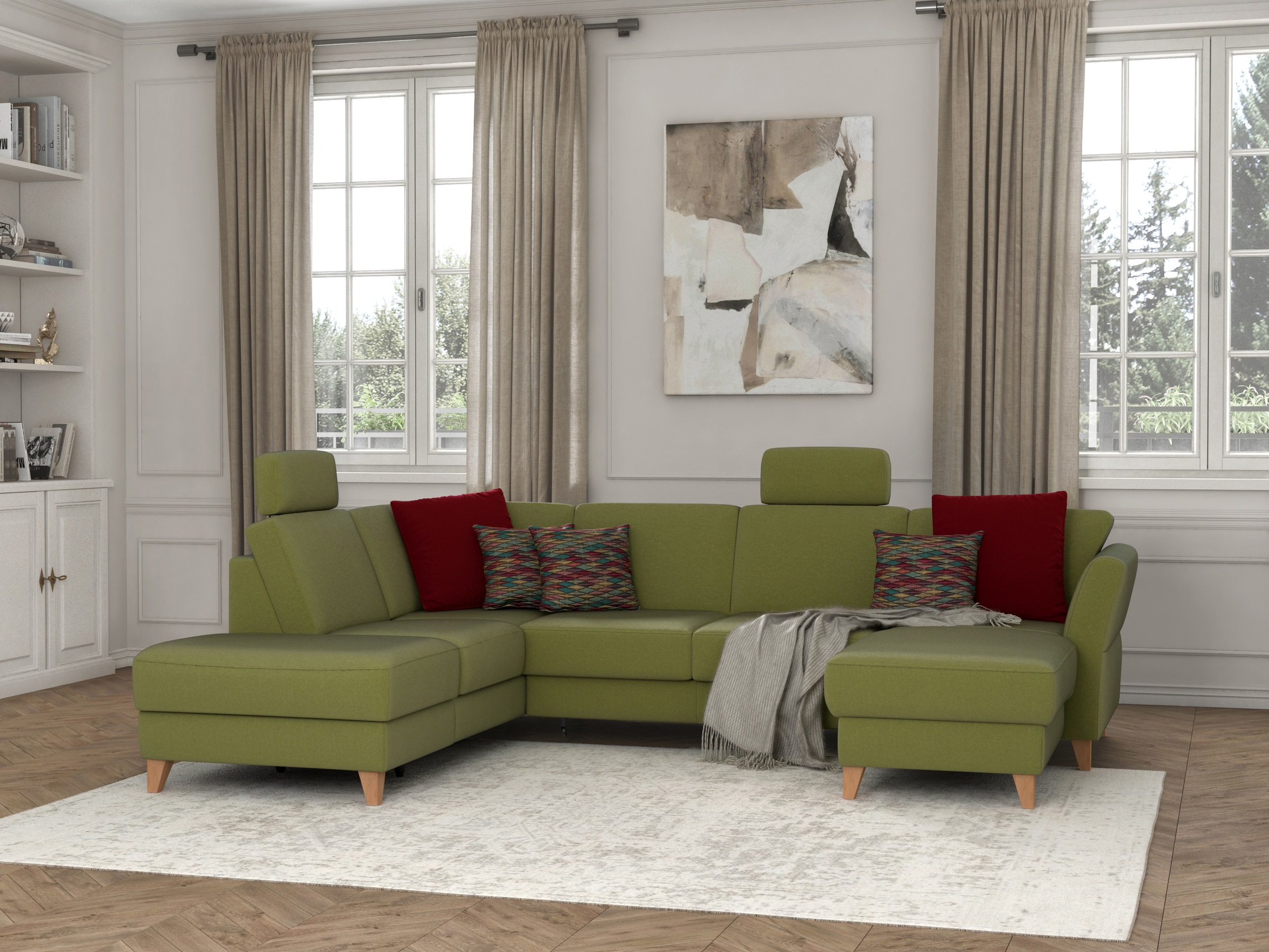 sit&more Wohnlandschaft »Visby U-Form«, wahlweise mit Bettfunktion und Stauraum, frei im Raum stellbar