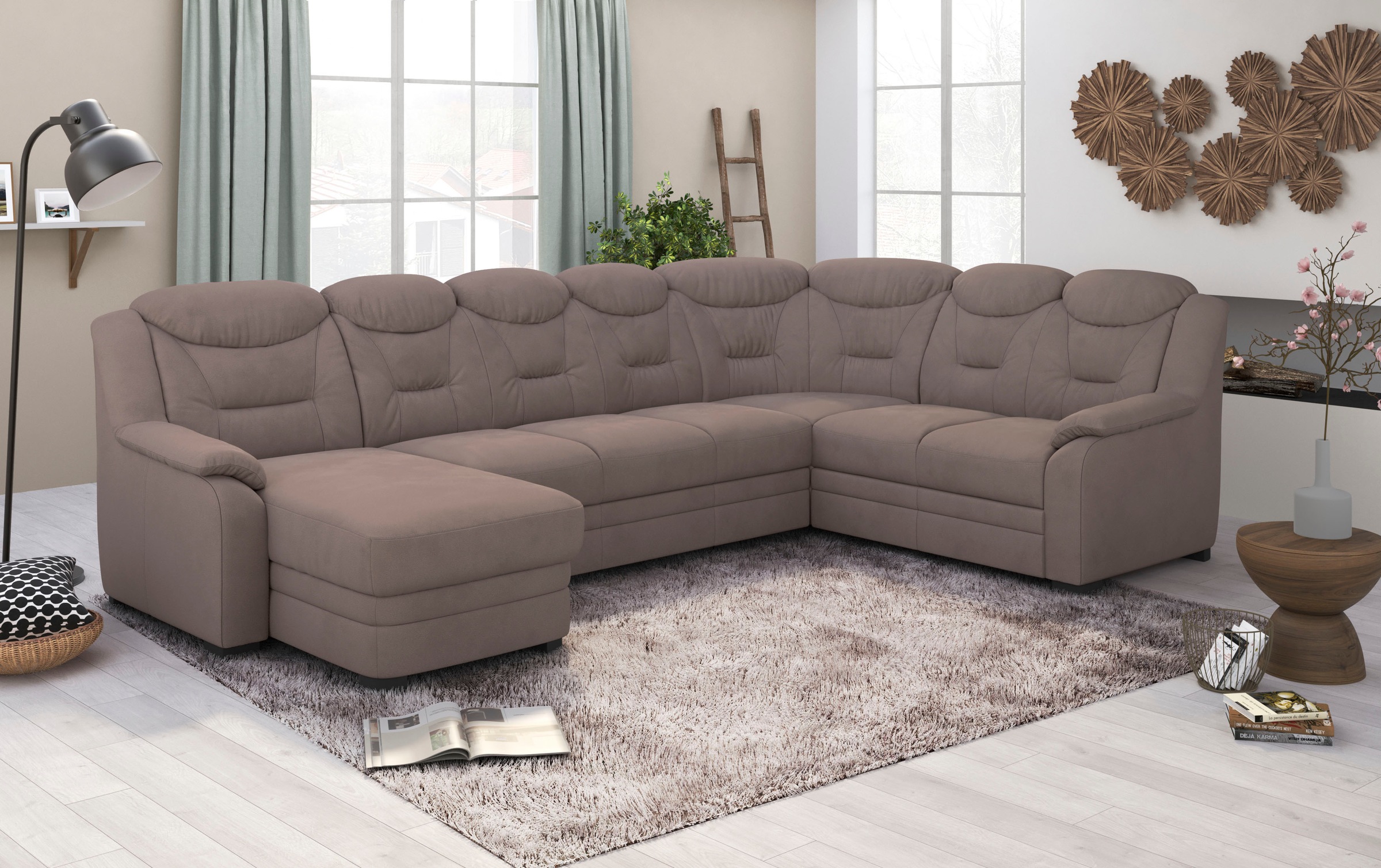 COTTA Wohnlandschaft »Marcus U-Form«, Bequeme Wohnlandschaft in klassischem Design mit hoher Rückenlehne
