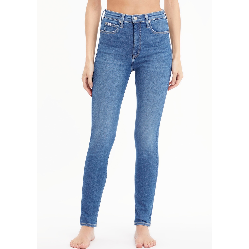 Calvin Klein Jeans Skinny-fit-Jeans »HIGH RISE SKINNY«, mit Calvin Klein Leder-Brandlabel hinten am Bund