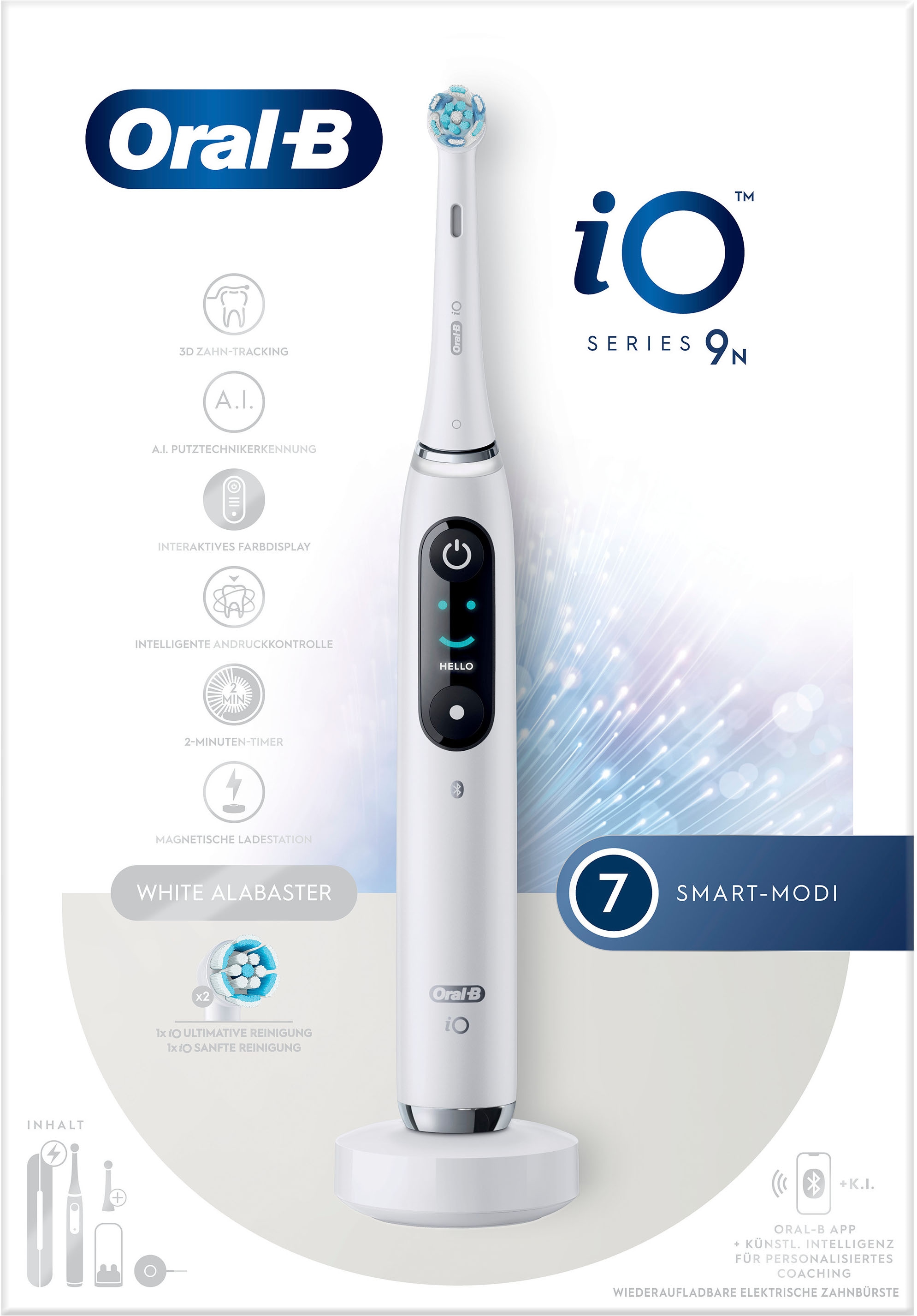 Oral-B Elektrische Zahnbürste »Oral-B iO Series 9« 2 Stk. Aufsteckbürsten 7 Putzmodi für Zahnpflege, 3D-Analyse, Farbdisplay & Lade-Reiseetui