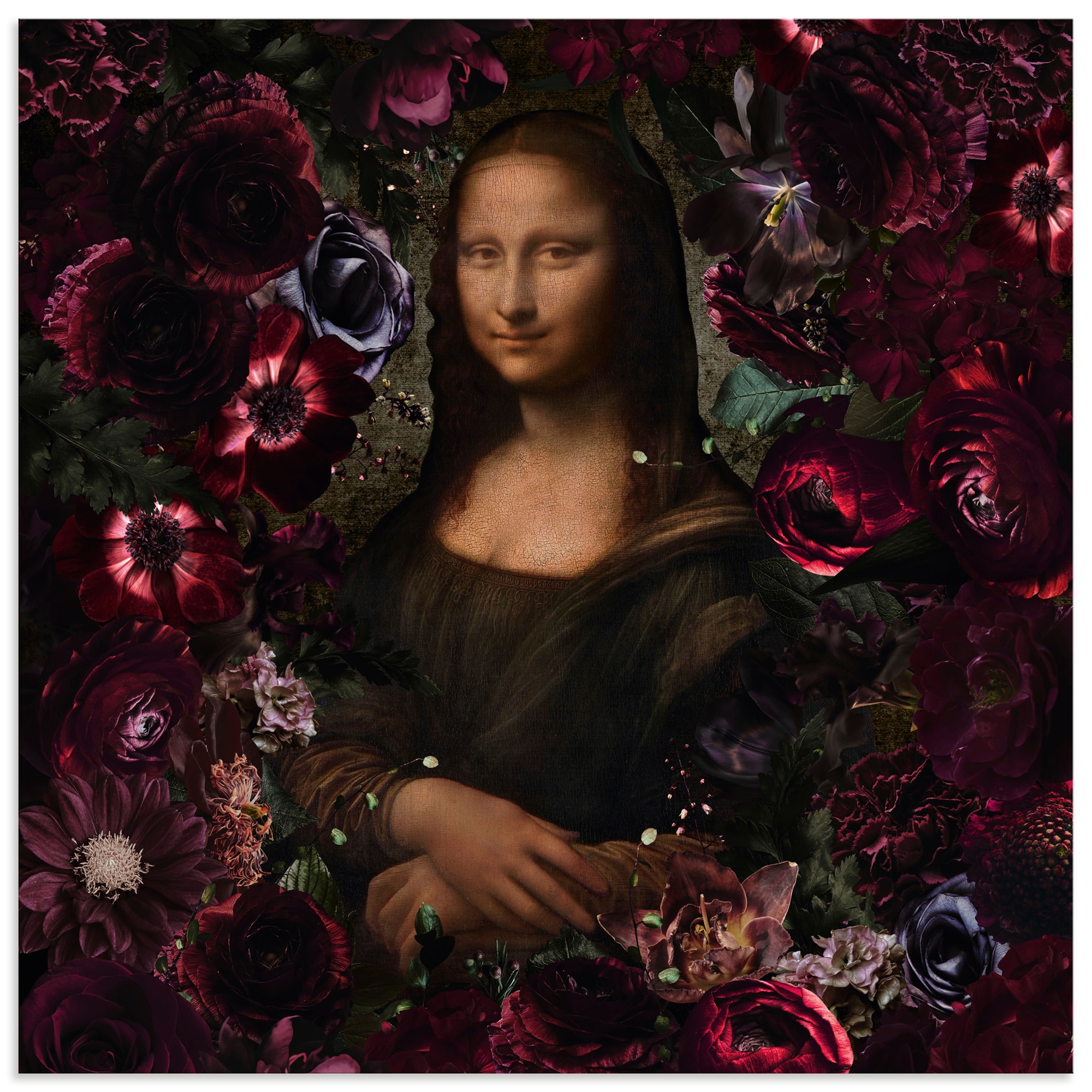 Wandbild ARTLAND "Mona Lisa - Da Vinci Adaption", farbe bild(er): schwarz, B:50cm H:50cm, Alu Dibond, Bilder, als Alubild, Leinwandbild, Poster, Wandaufkleber in verschied. Größen