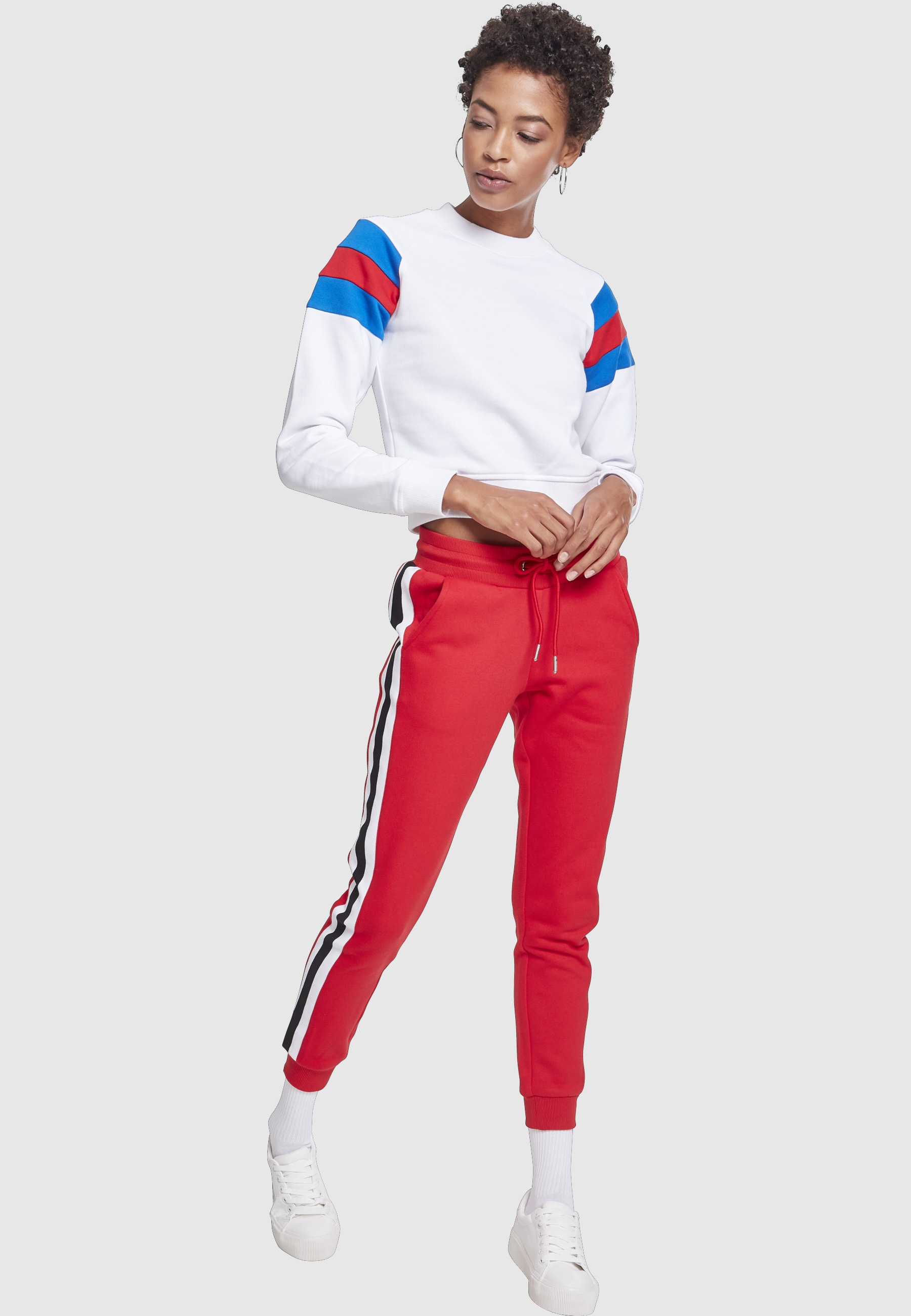 URBAN CLASSICS Sweatshirt »Urban Classics Damen Ladies Sleeve Stripe Crew«, 1 Stk.
