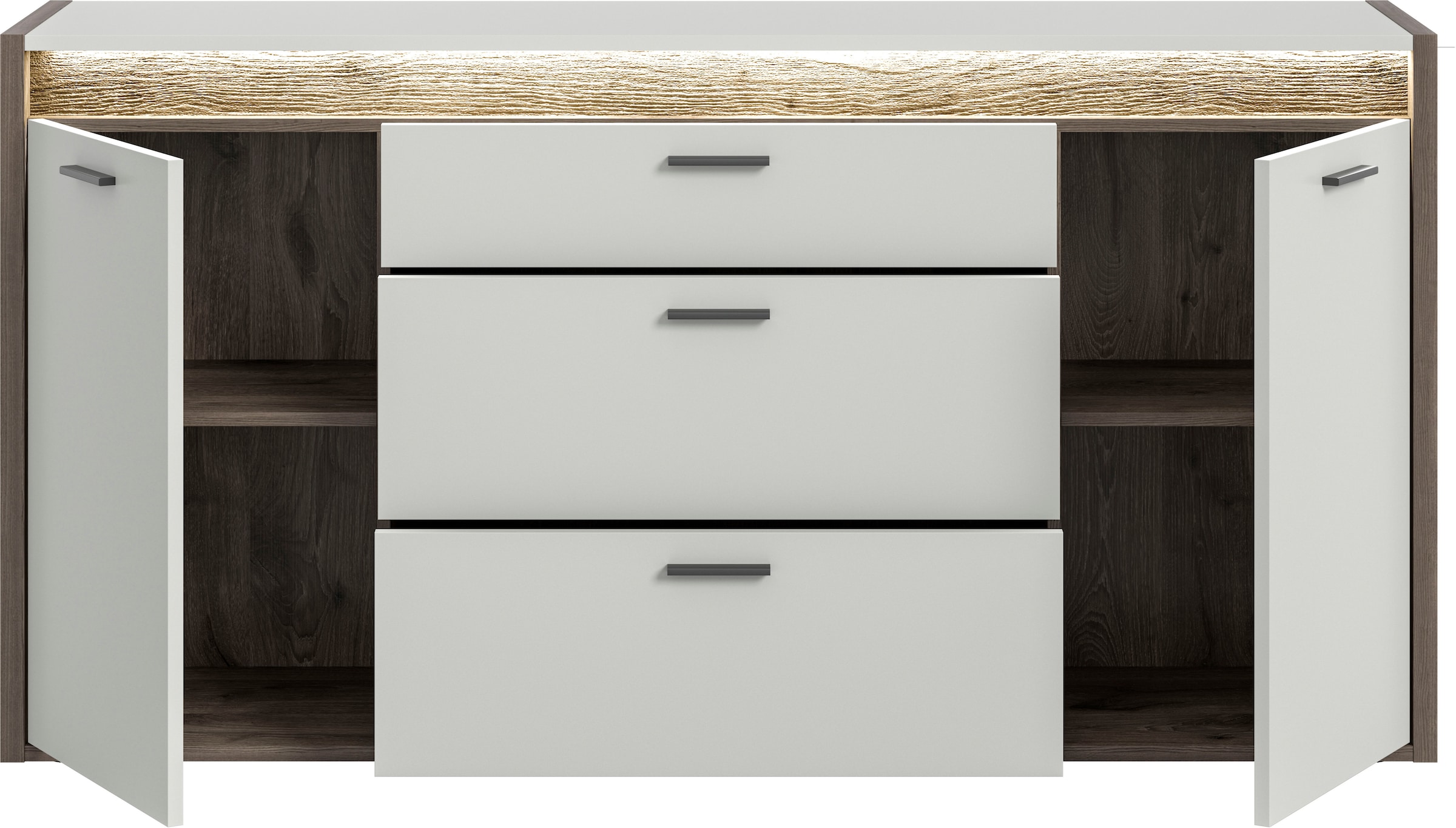 INOSIGN Sideboard »Treviso, Breite 167cm, inkl. Frontbeleuchtung, 2 Türen, 2 Einlegeböden«, 3 Schubkästen, Anrichte, Wohnzimmerschrank, Kommode