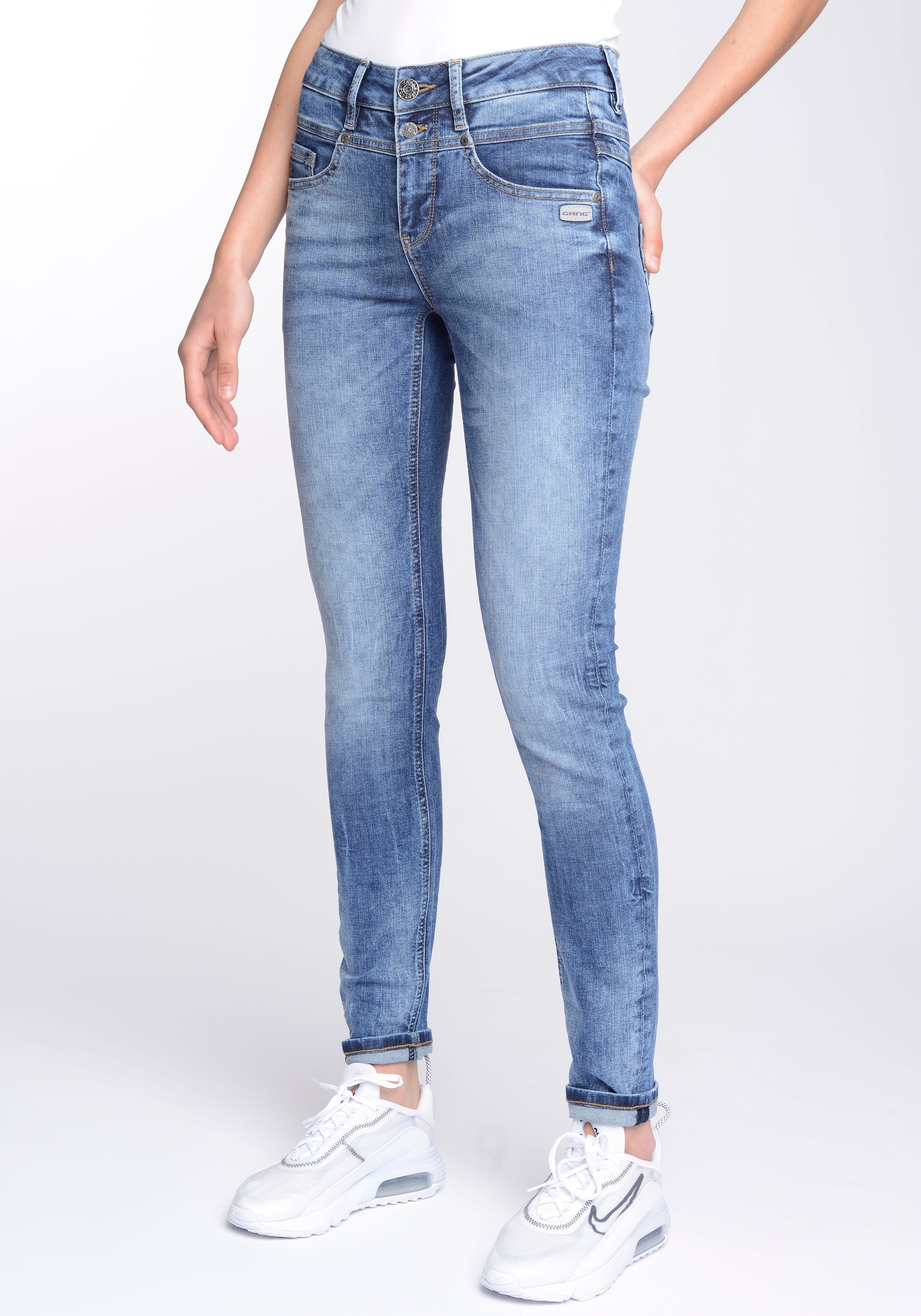 GANG Skinny-fit-Jeans »94MORA«, mit 3-Knopf-Verschluss bestellen | für und vorne BAUR Passe