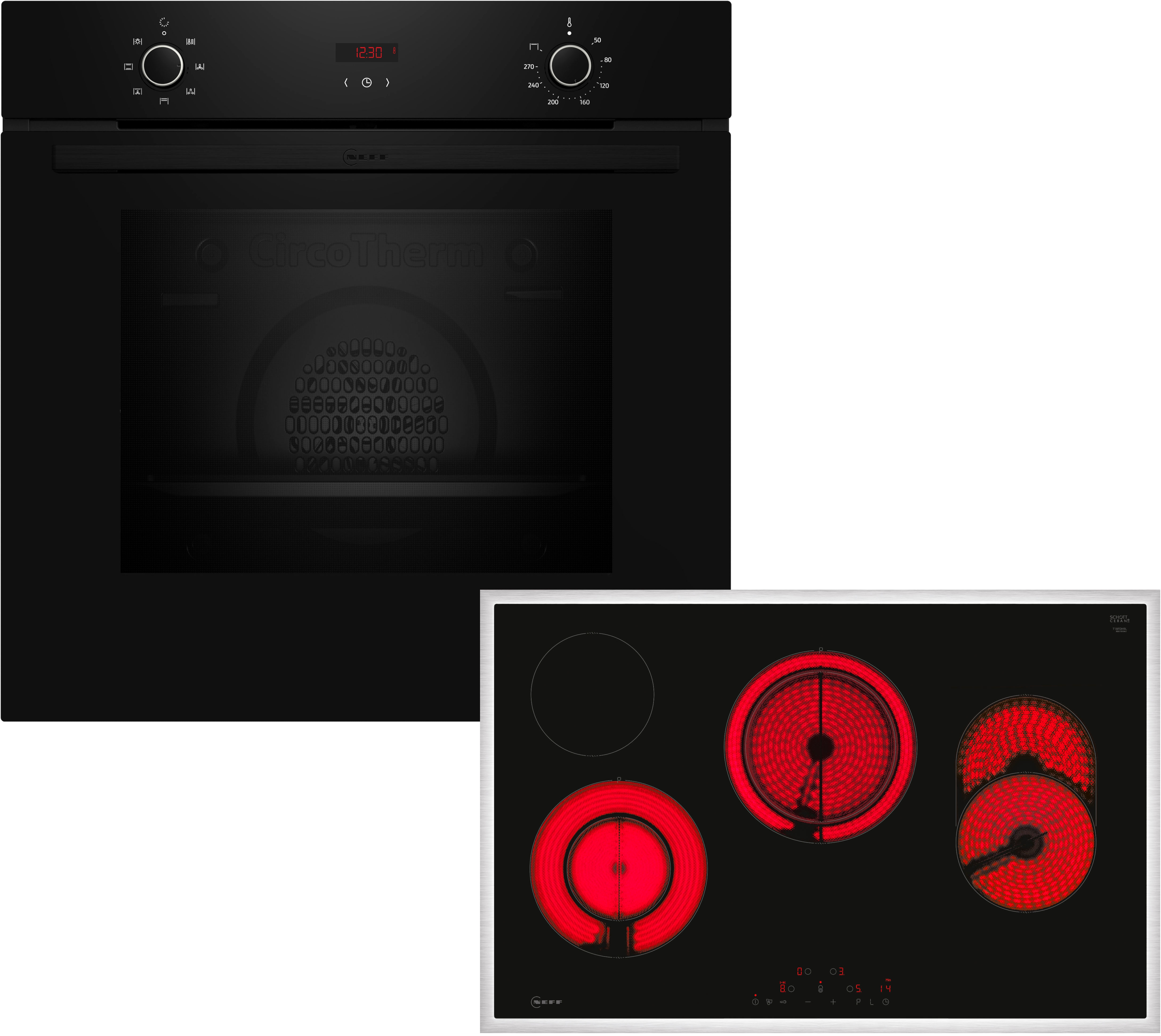 NEFF 1100000002199 "B1CCC0AK3" mit Teleskopauszug nachrüstbar CircoTherm zum Backen auf 3 Ebenen & Powerstufe für schnelle Hitze