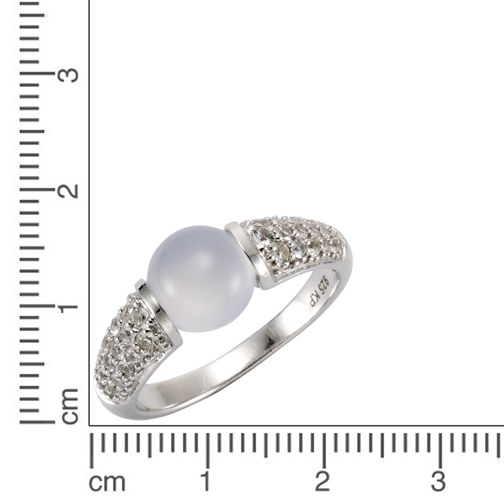 Jamelli Fingerring »925 Silber rhod. Chalcedon und Weißtopas«