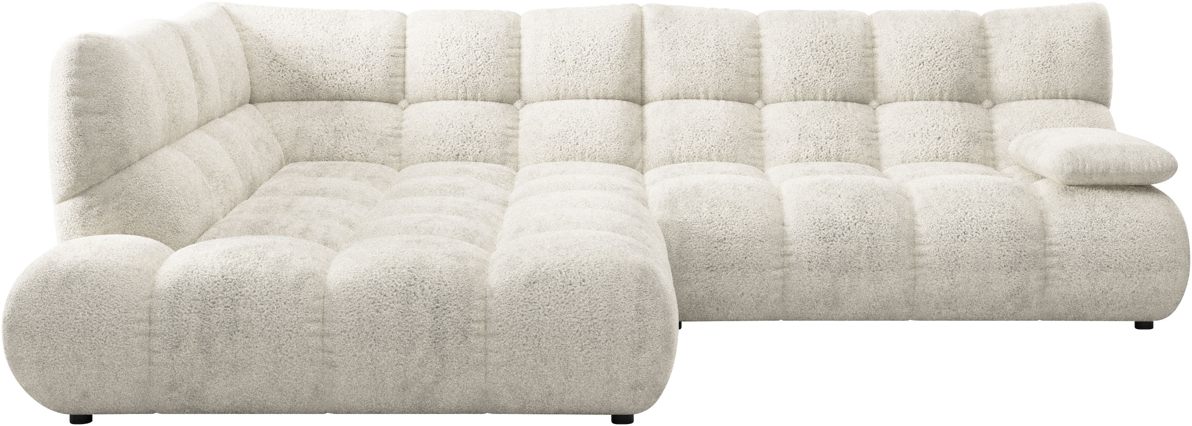Home affaire Ecksofa "Cozy Bubble, mit klappbarer Armlehne, Breite 289 cm" mit eleganter Steppung, Rundumbezug & weicher Polsterung