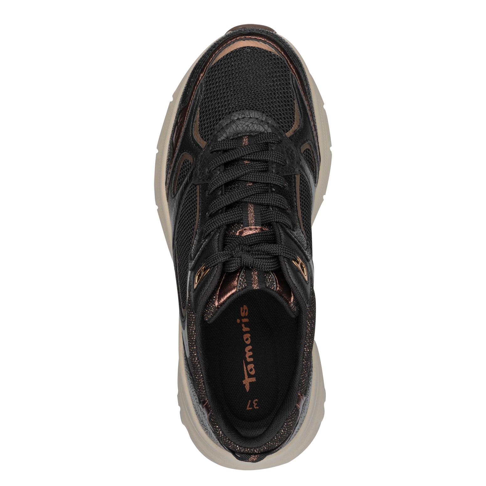 Tamaris Plateausneaker, Freizeitschuh, Halbschuh, Schnürer, Details in Metallicoptik