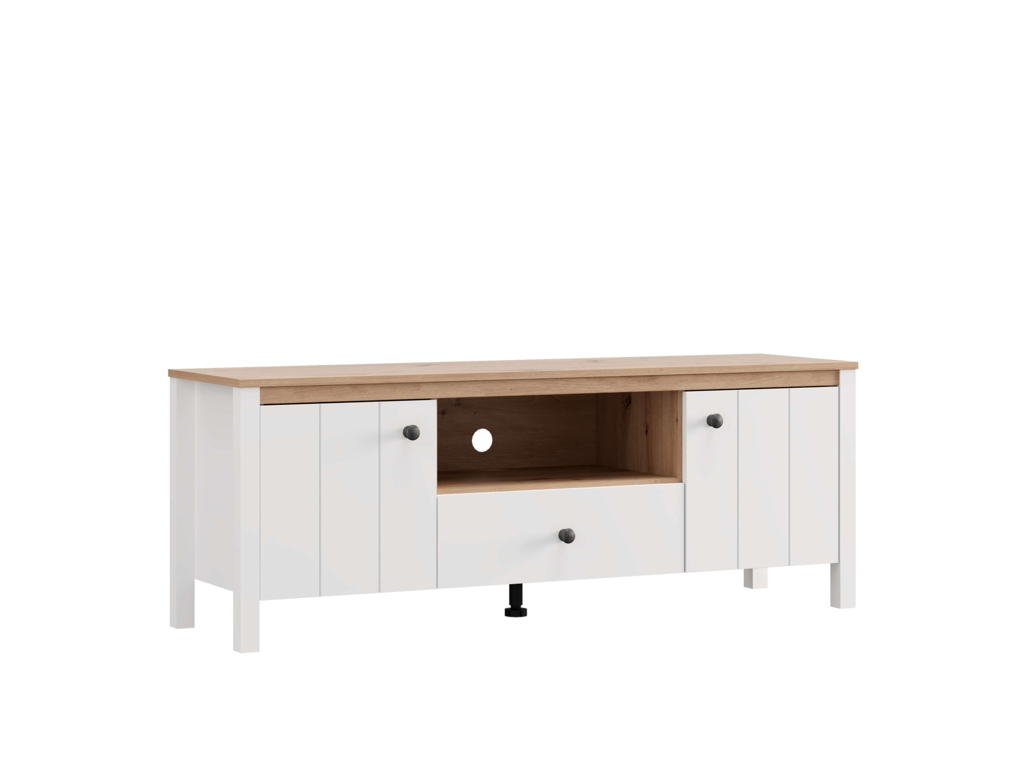 Home affaire Lowboard »BEDFORD, TV-Board, TV-Kommode, TV-Schrank, TV-Möbel im Landhausstil« MDF-Profil ummantelt, 2 Türen, 1 Schublade & 3 Fächer mit Metallgriff