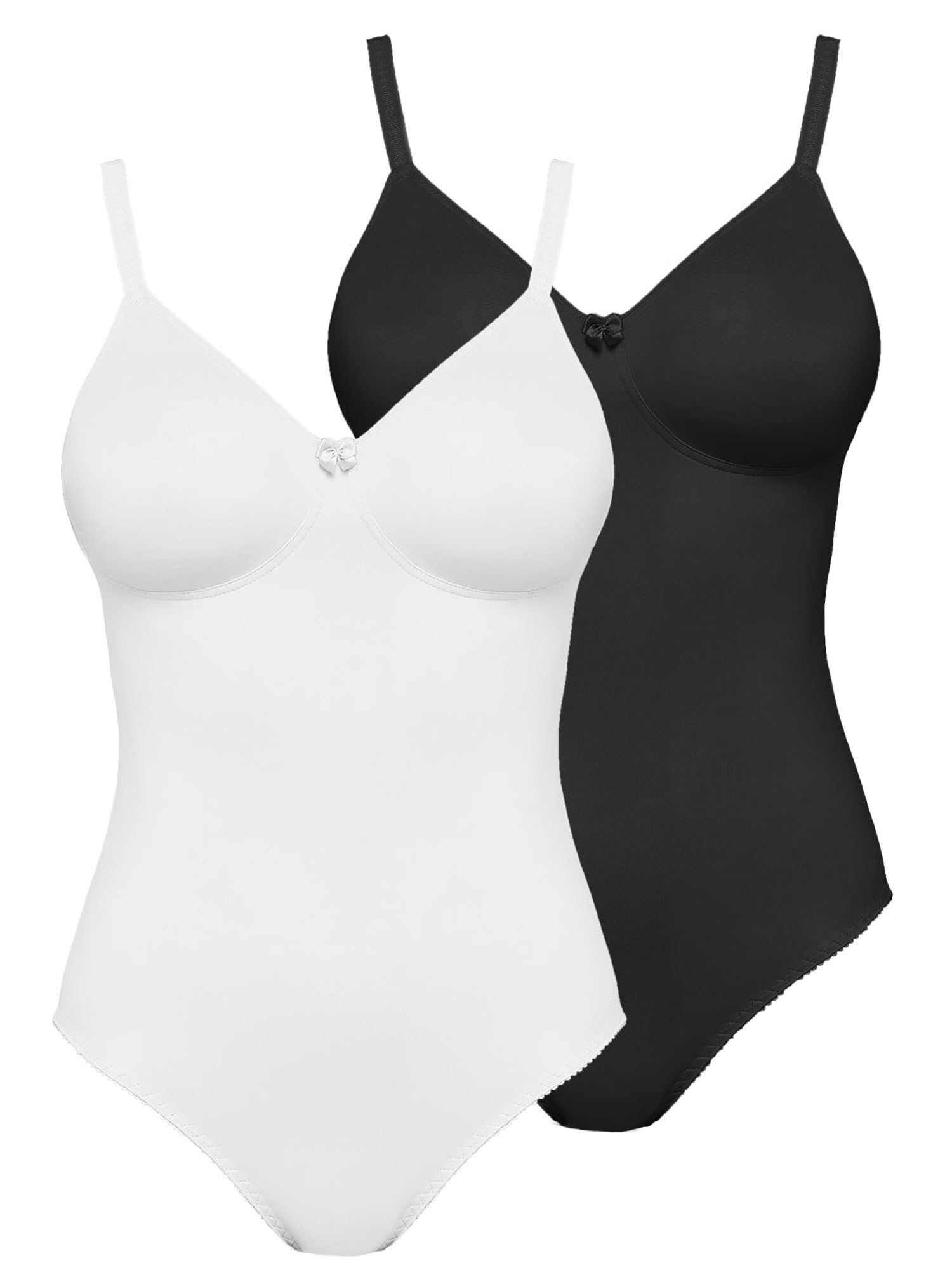 SUSA Damen Body "2er Pack Body ohne Bügel Basic", Gr. 75, schwarz-weiß, Stoff, Obermaterial: 82% Polyamid PA. 18% Elasthan EL., Bodys