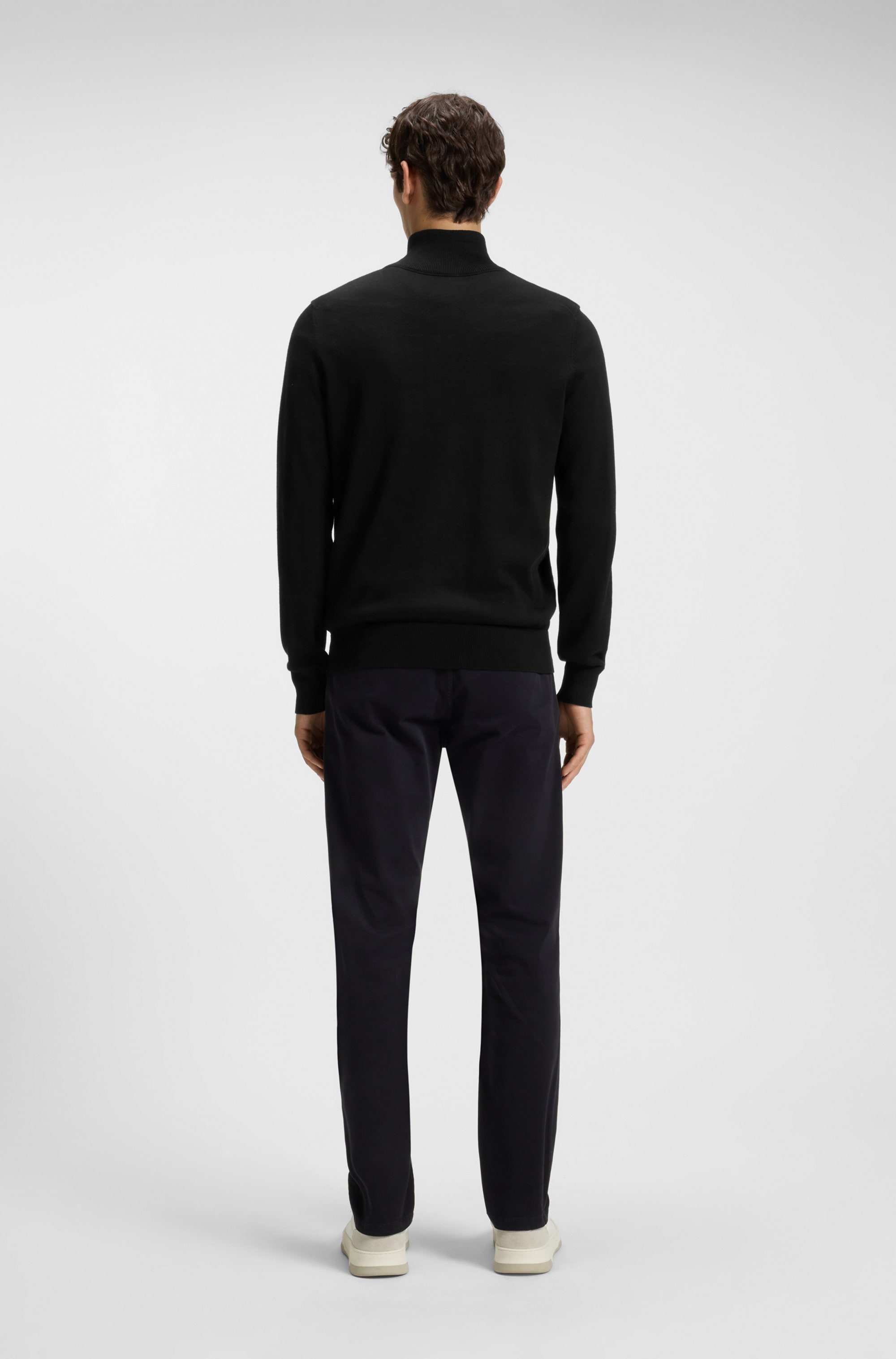BOSS ORANGE Rollkragenpullover »Kanobix Half Zip Cotton Cashmere« Regular fit, Stehkragen mit Reißverschluss, Ton-in-Ton Logo