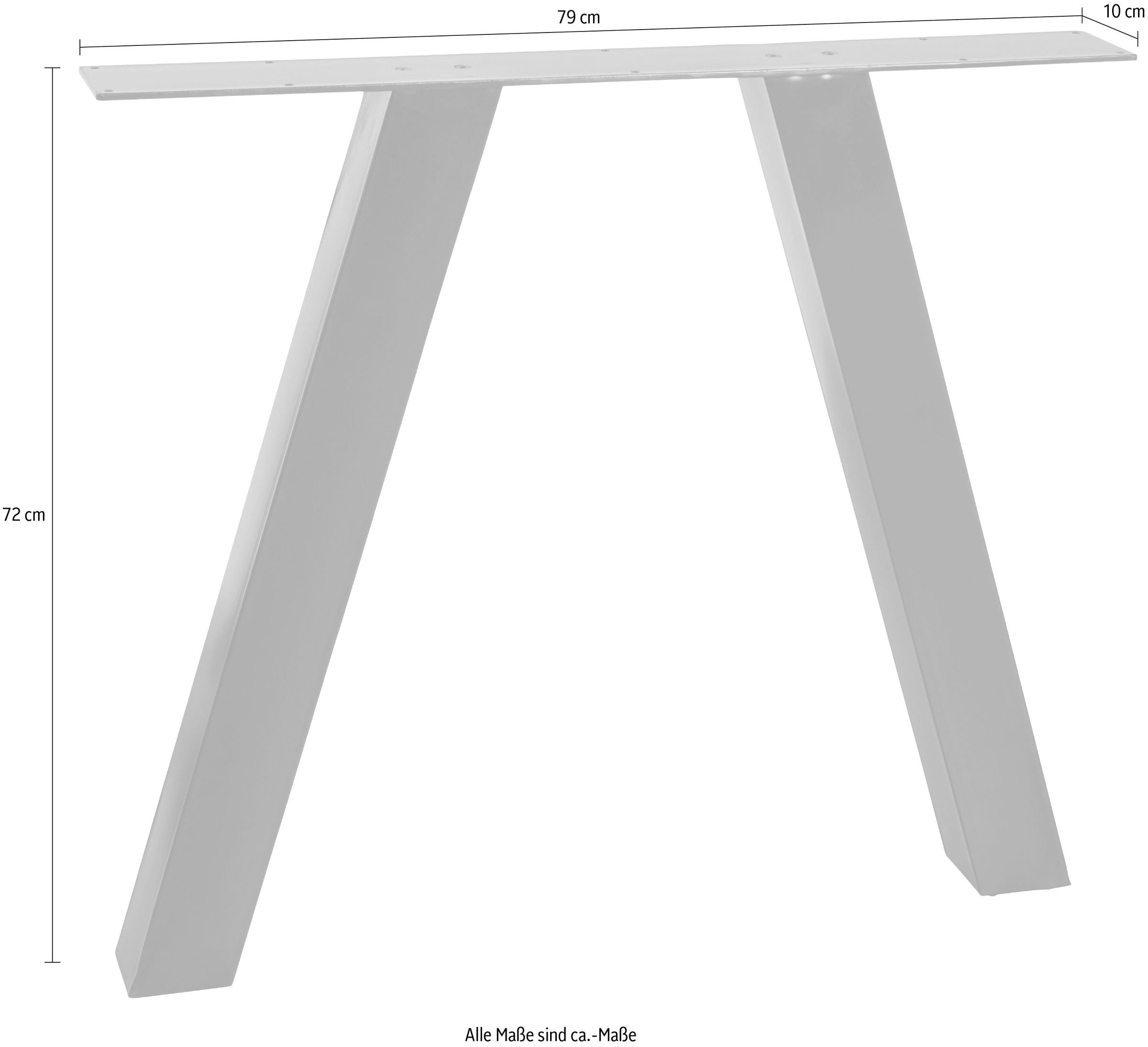 WOOOD Tischbein »Tablo Utrecht aus Metall mit Pulverbeschichtung B 79 x T 10 x H 72 cm« Schweres Gestell 8x8 cm, Tragkraft 50 kg, einfach zu montieren