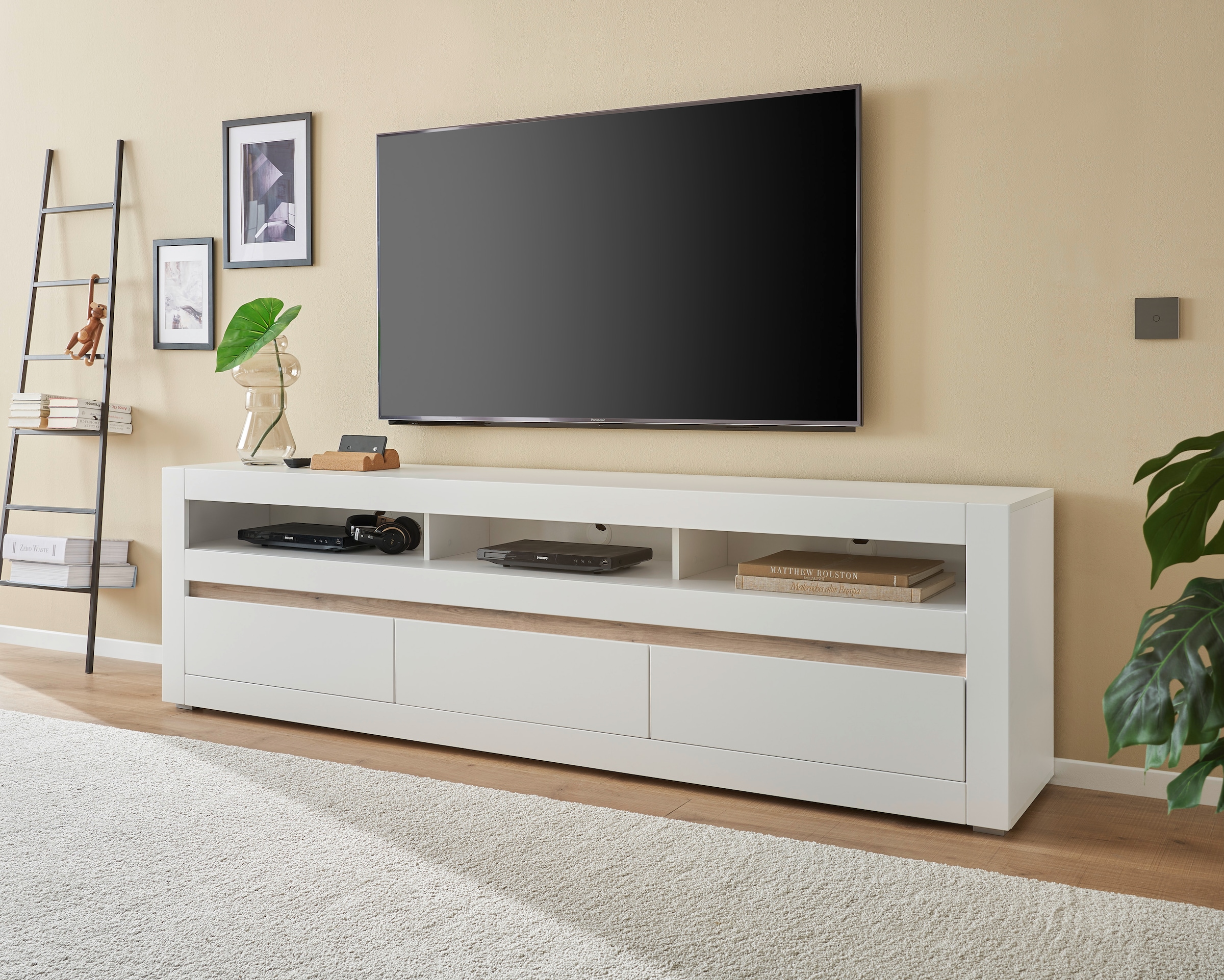 INOSIGN Lowboard »Chester, moderner TV-Unterschrank, Kommode mit Stauraum, Weiß Matt«, (1 St.), austauschbare Blende in Griffleiste, zeitloses Design, 217 cm breit