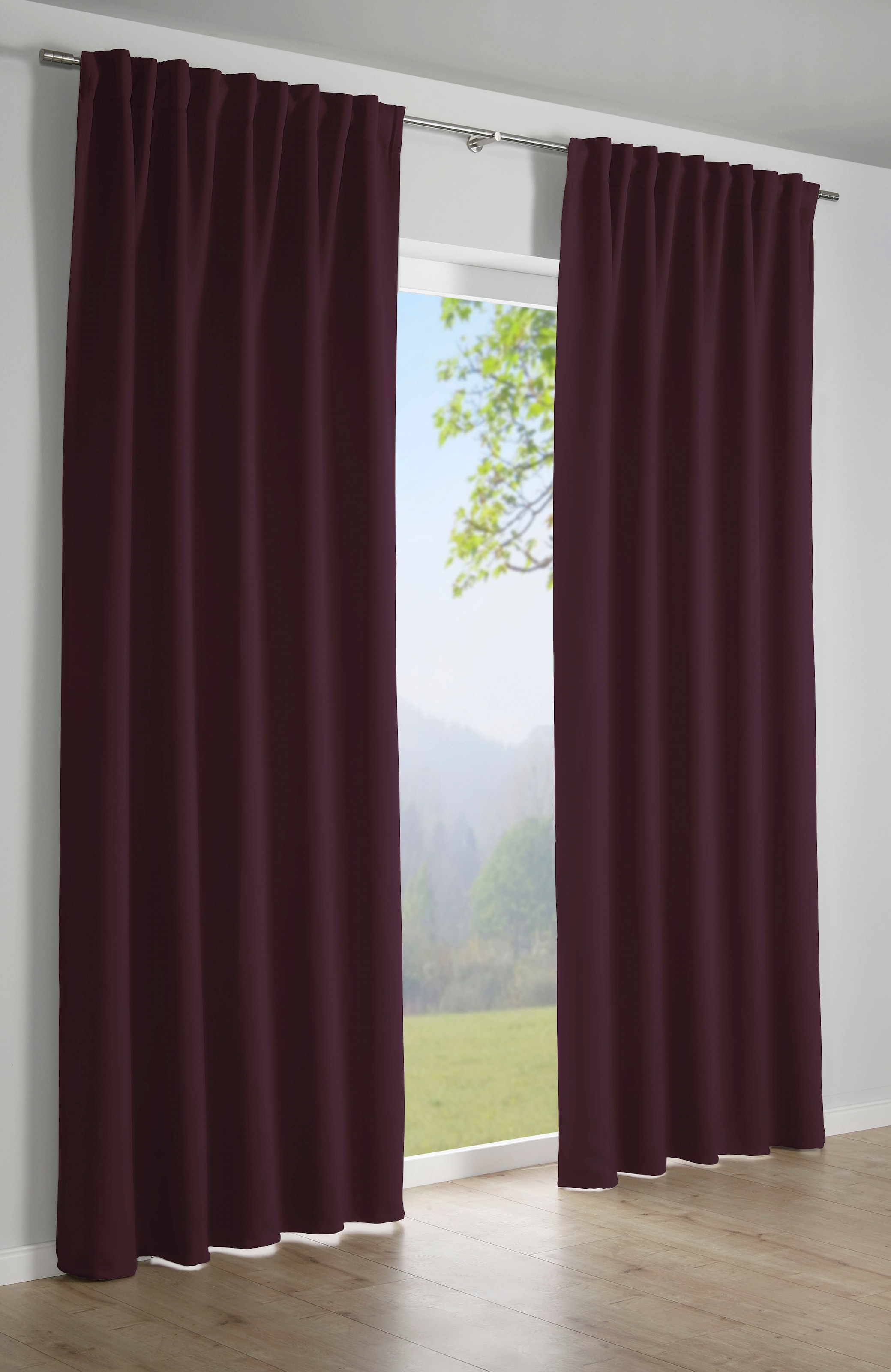 Gardine GARDINIA, B:140cm H:245cm, lila, Polyester, Wohnzimmer, Gardinen, "Schal mit Gardinenband Dimout", Stoff Dimout