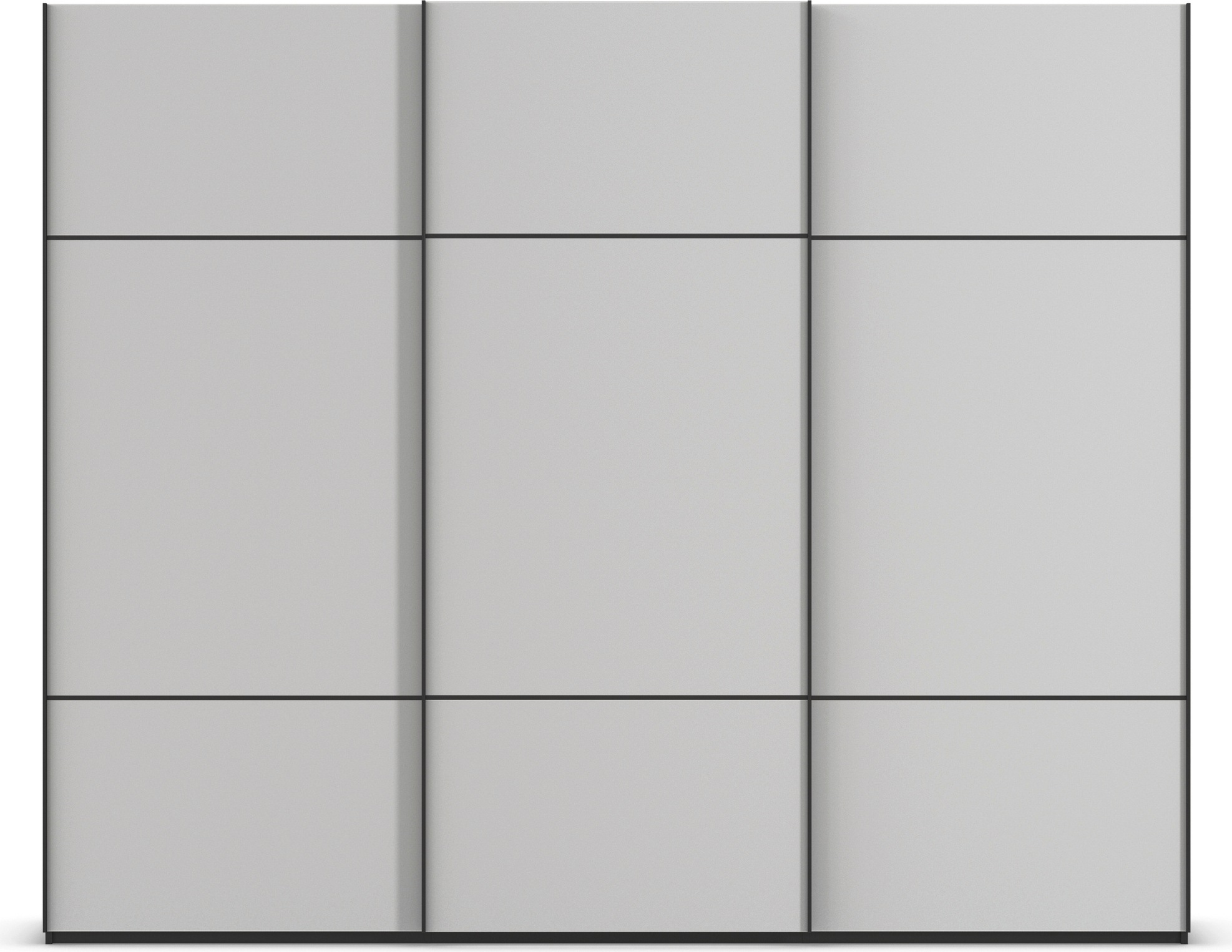 rauch Schwebetürenschrank »Kleiderschrank Schrank Garderobe Schlafzimmerschrank SCALE-TRIO«, edle dreigeteilte Front mit 2 Zierleisten Glasfront MADE IN GERMANY