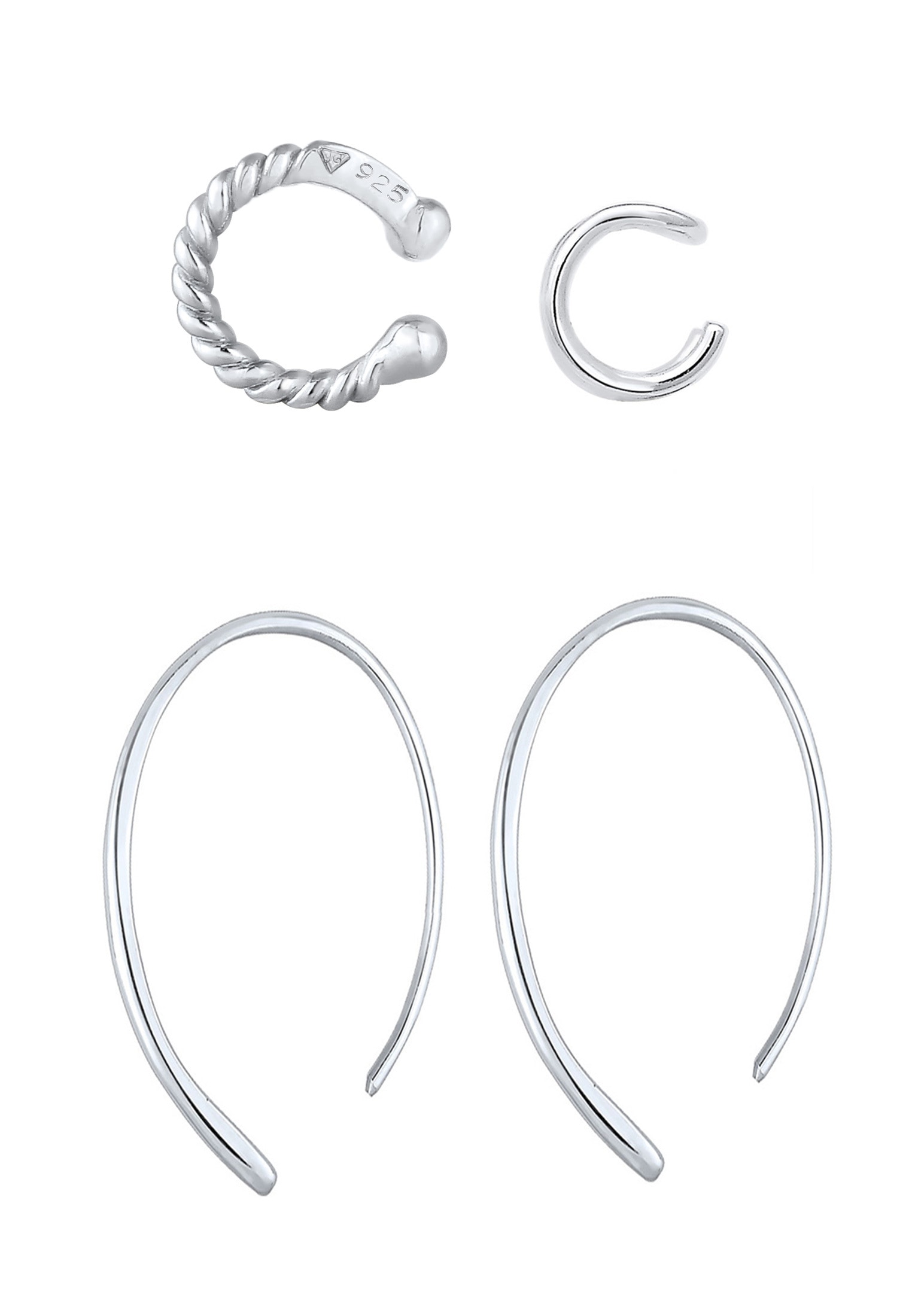 Elli Ohrring-Set »Basic Set Creolen Earcuff Blogger Trend 925 Silber«