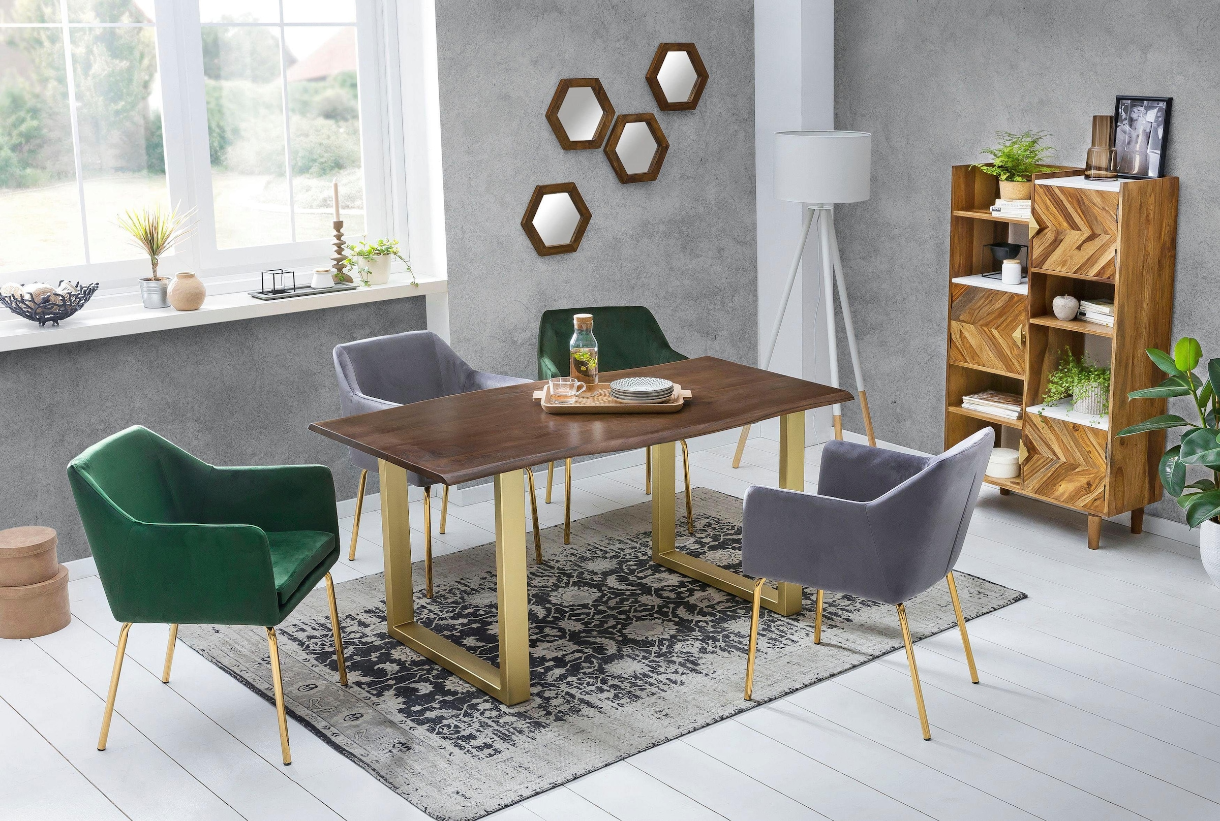 SIT Esstisch "Tops&Tables", mit elegantem goldfarbenem Gestell