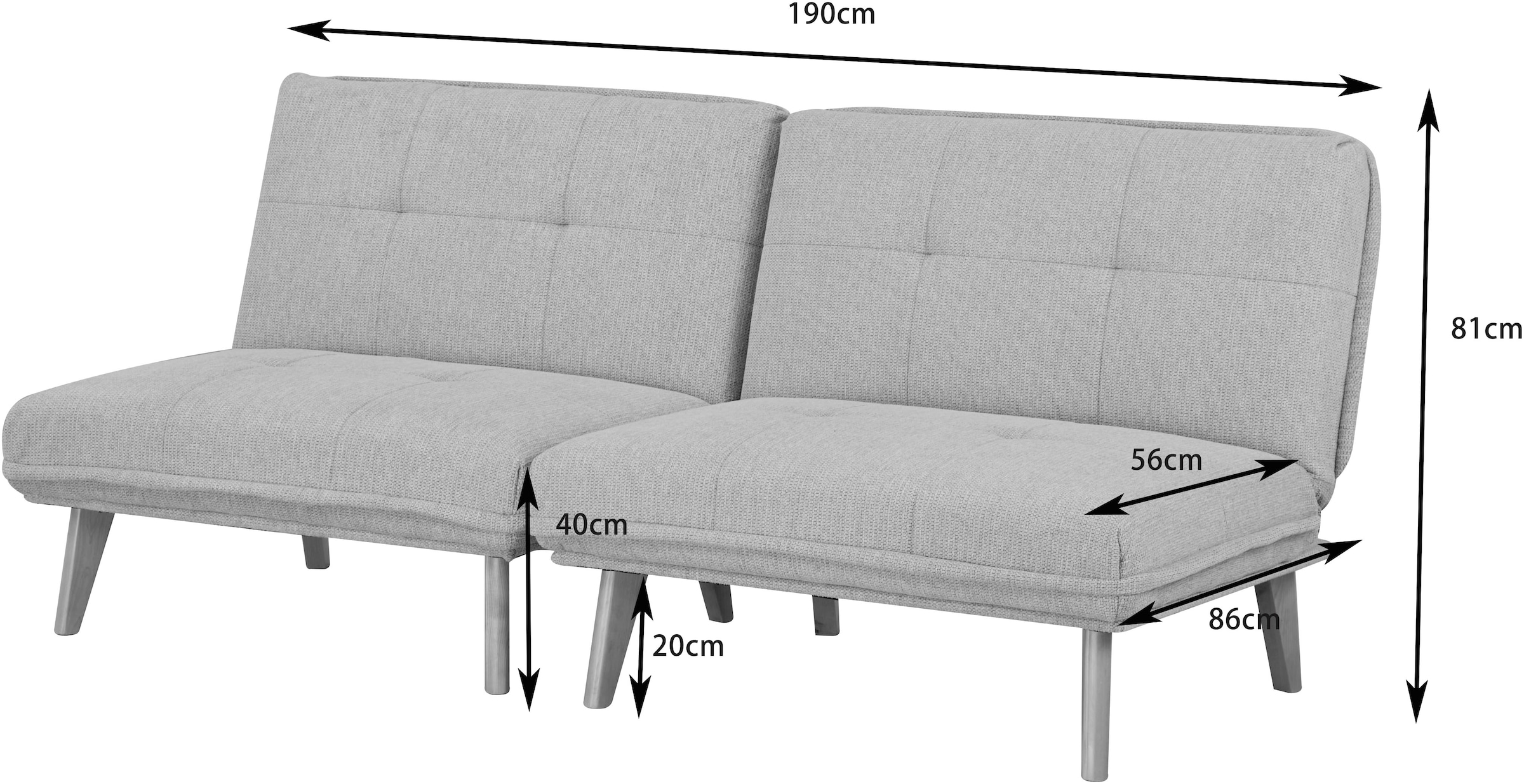 INOSIGN Sessel »DELANEY Schlafsofa, bestehend aus 2 Modulen, mit Schlaffunktion«, Bettsofa, Schlafsessel, Klappsofa, erweiterbar, in Webstoff