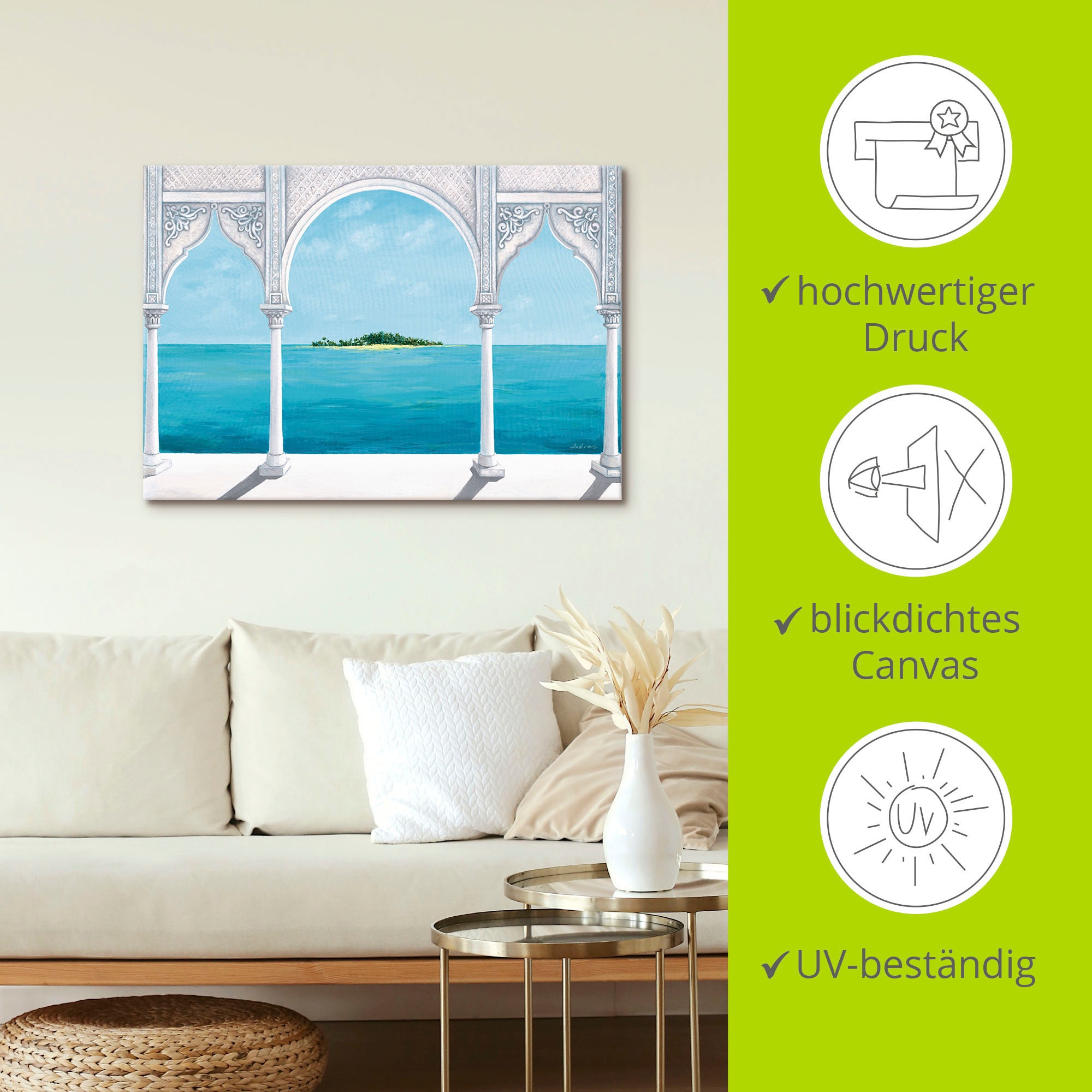 Artland Wandbild »Orientalische Karibik«, Fensterblick, (1 St.), als Leinwandbild, Poster in verschied. Größen