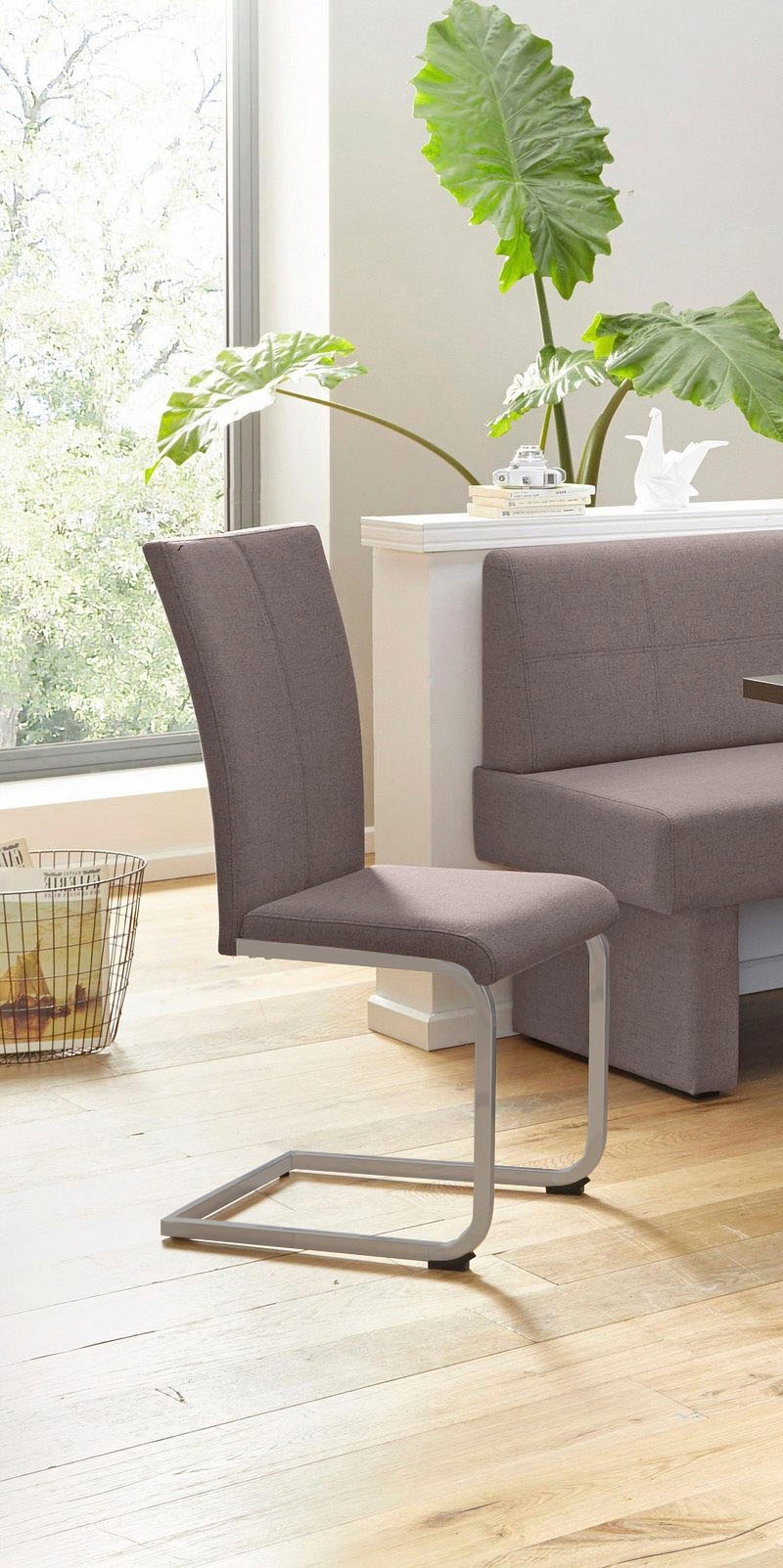 Home affaire Freischwinger »Nils«, (Set), 2 St., Microfaser-Feinstruktur, Stuhl belastbar bis 120 Kg, Gestell Metall im Chrom-Look oder Schwarz