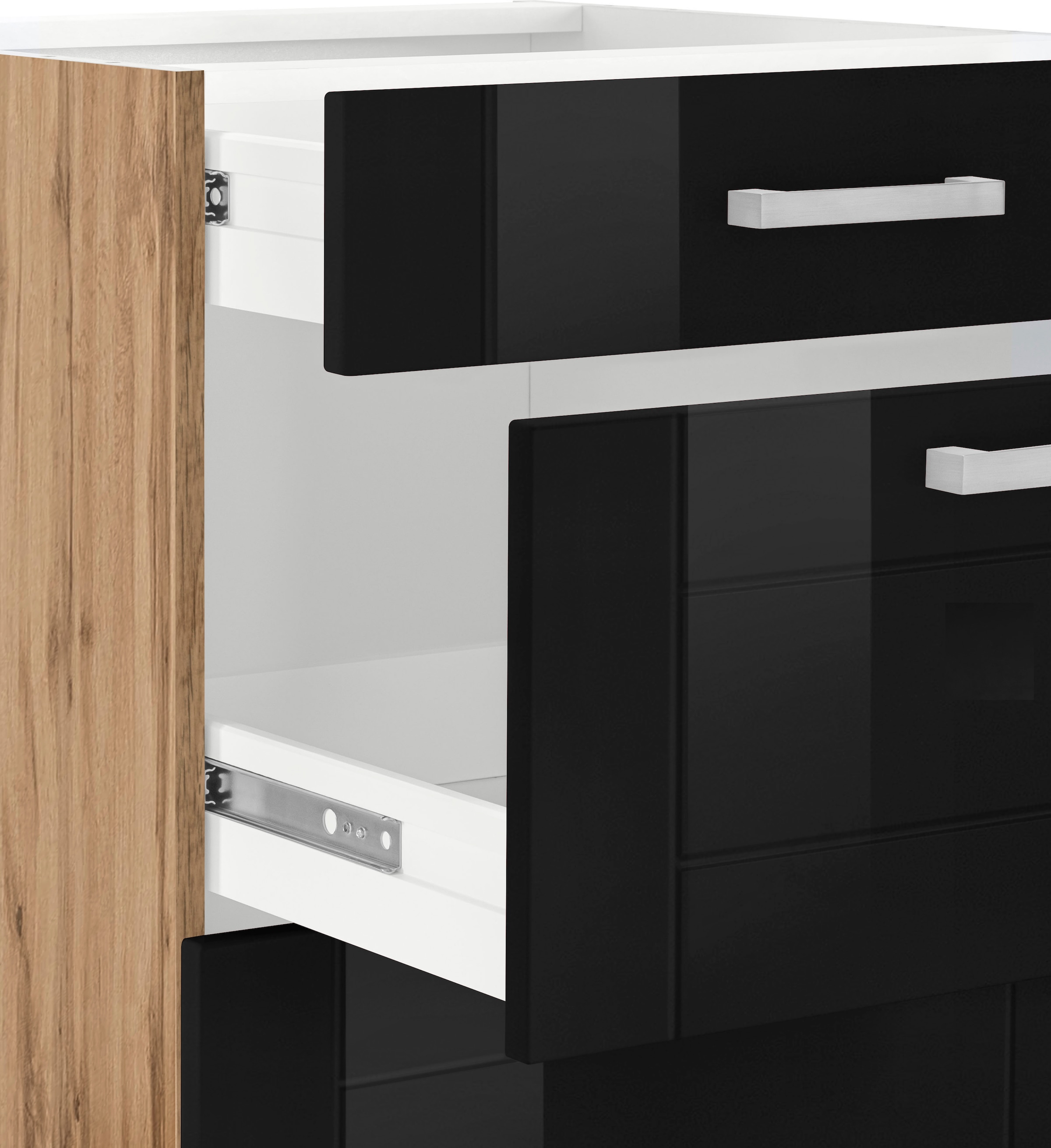 KOCHSTATION Auszugsunterschrank »KS-Tinnum«, 60 cm breit, MDF-Fronten, Metallgriff, 1 Schubkasten, 2 Auszüge