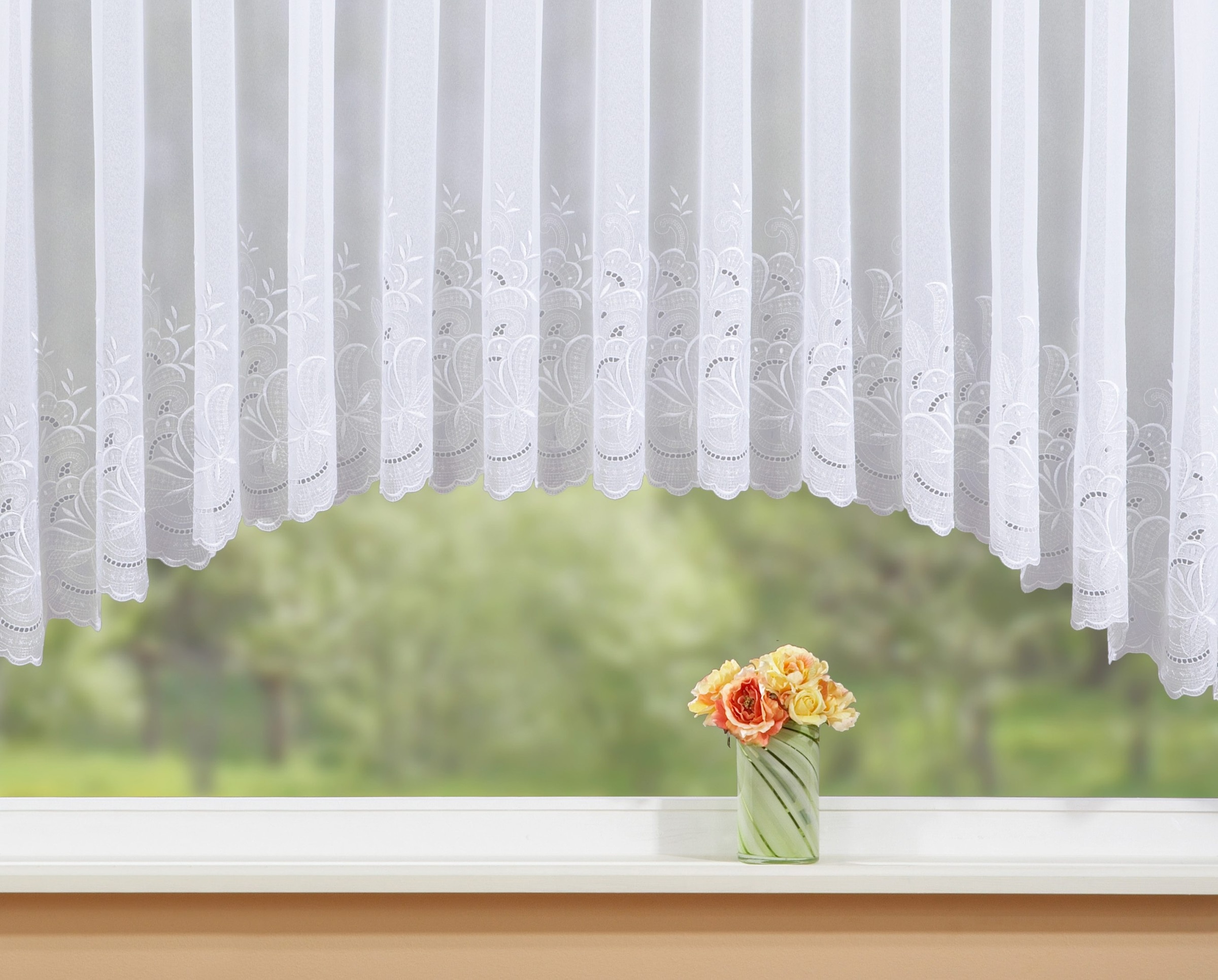 Stickereien Plauen Gardine "Alena" Kräuselband 1 Stk. tlg. veredelt mit ech günstig online kaufen