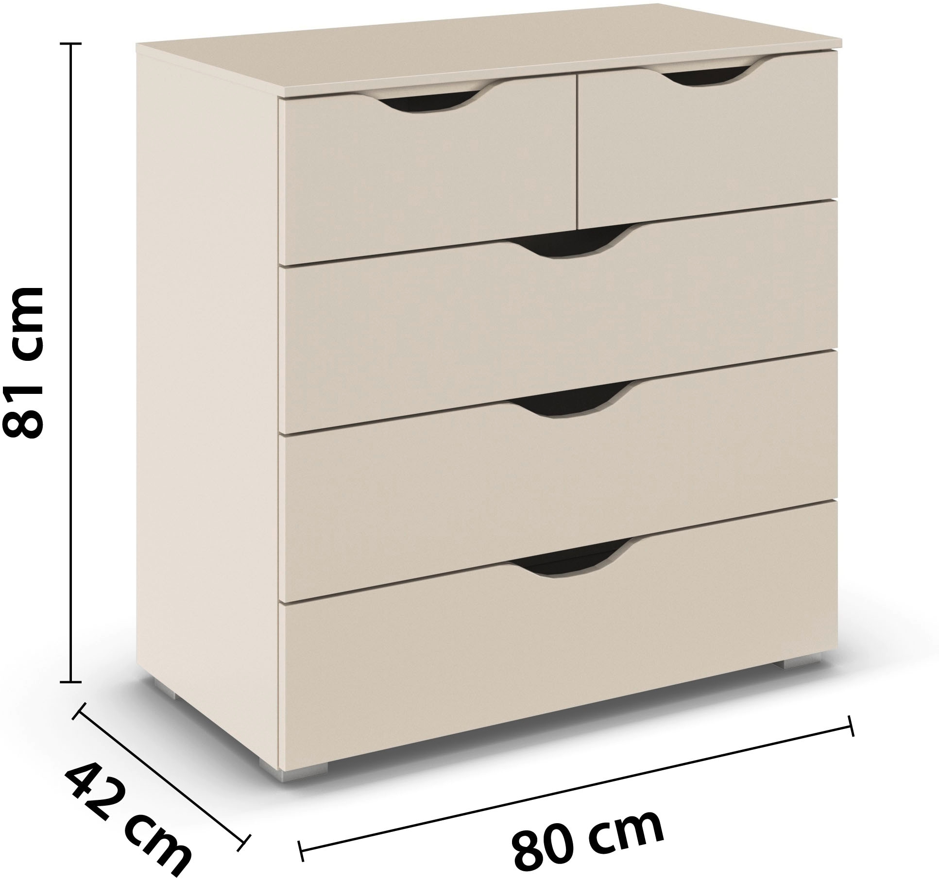 rauch Schubkastenkommode »Marlene«, (Breite 80 cm), mit 5 geräumigen Schubladen und Soft-Close-Funktion MADE IN GERMANY