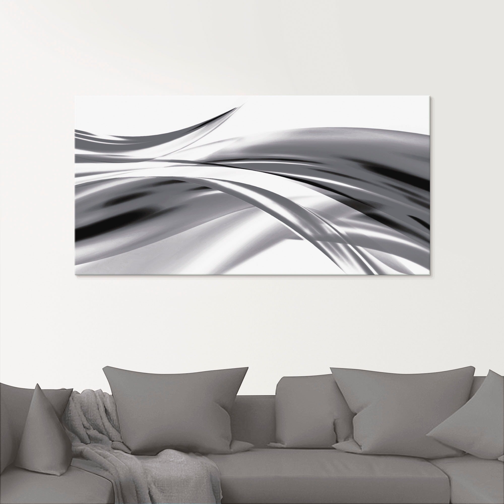 Glasbild ARTLAND "Schöne Welle - Abstrakt", grau (farbe bild(er): grau), B:80cm H:60cm, Bilder, in verschiedenen Größen 2
