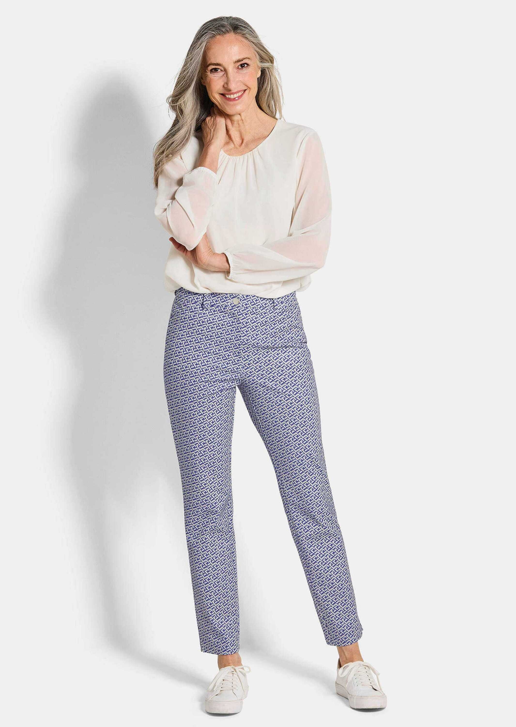 GOLDNER Stoffhose "Slim Fit Printhose mit hohem Bund" günstig online kaufen