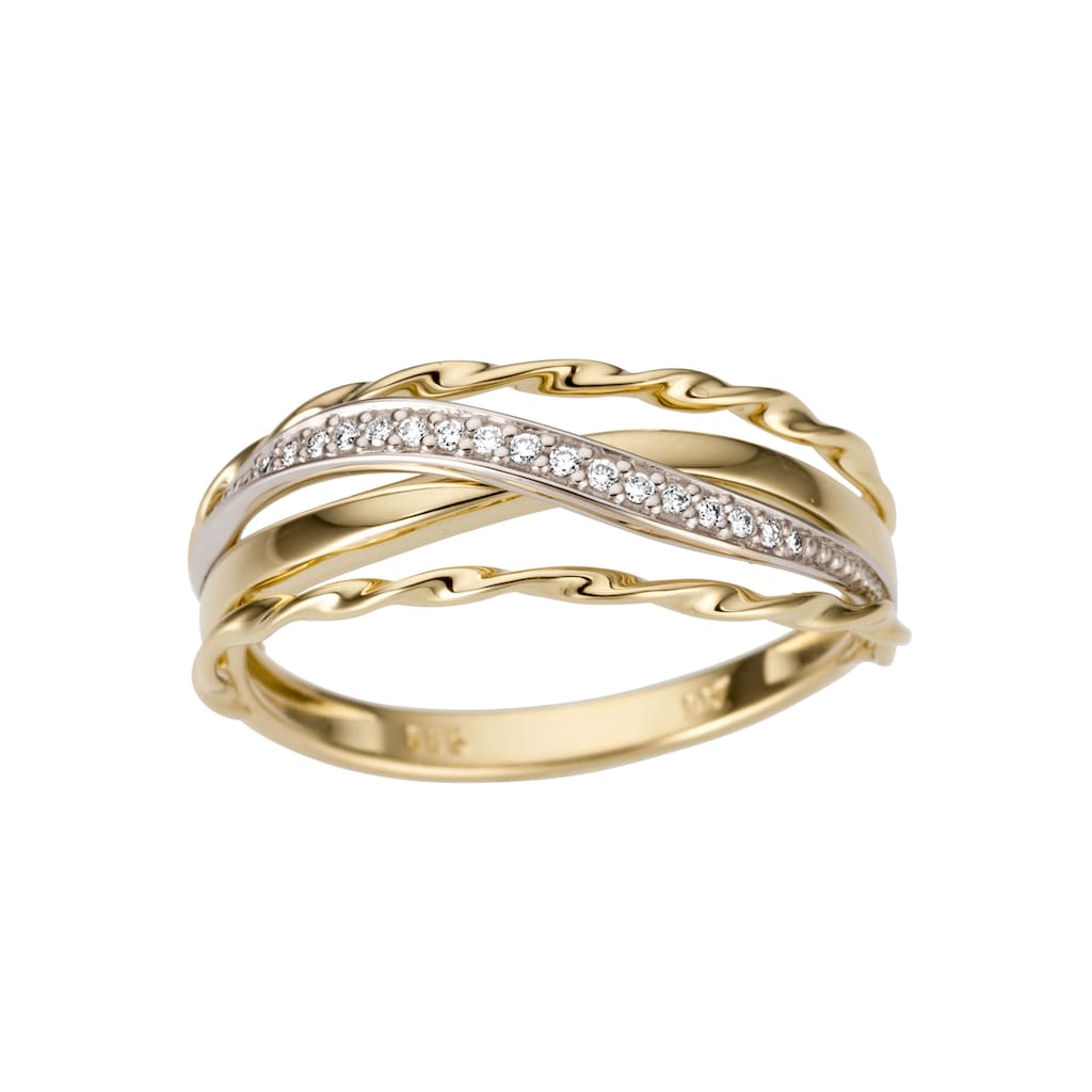 Firetti Goldring »Schmuck Geschenk Gold 585, tlw. mehrreihig, bicolor, massiv«