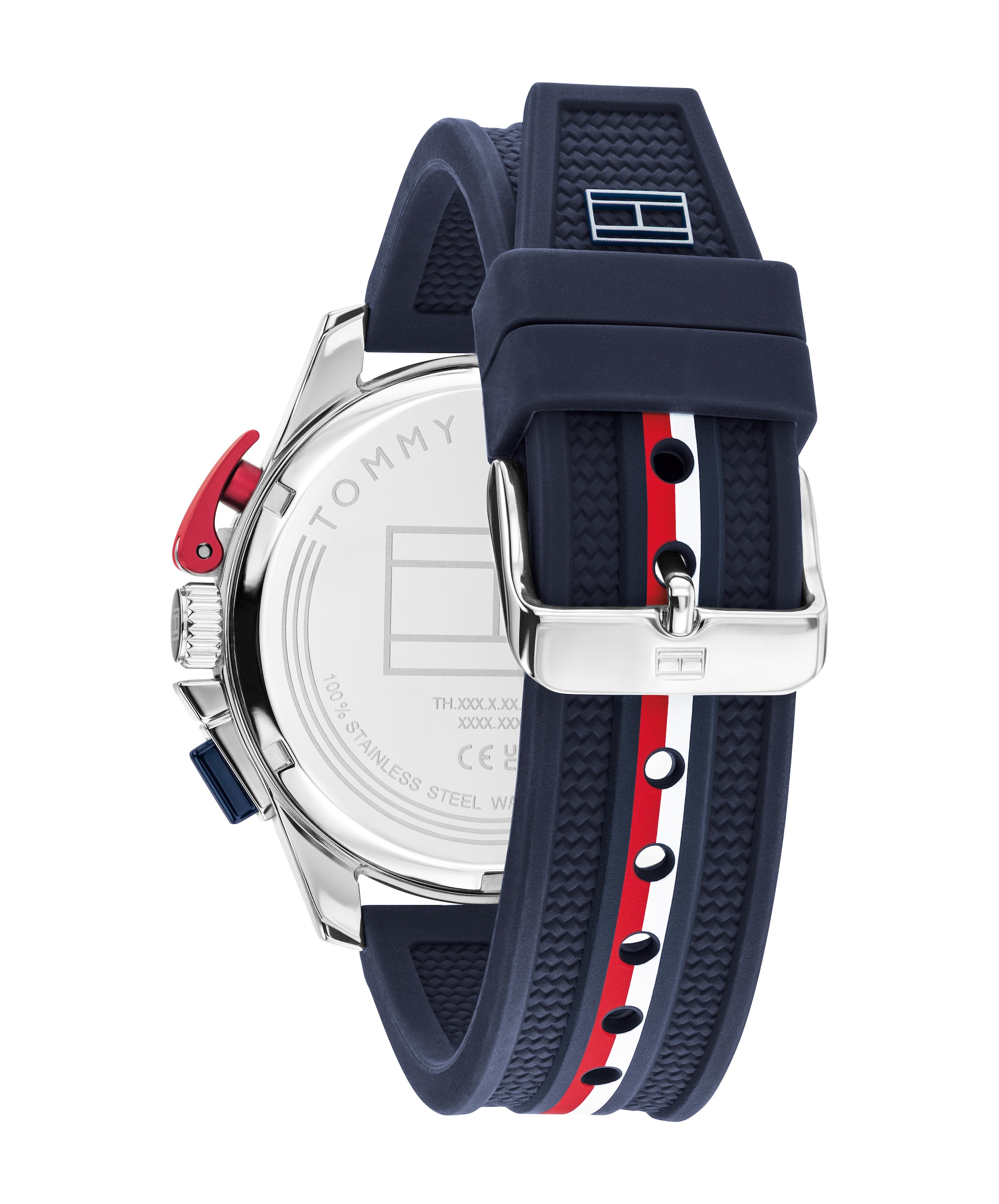 Tommy Hilfiger Chronograph »BANK« Quarzuhr, Armbanduhr, Herrenuhr, Silikonarmband, analog, Tag
