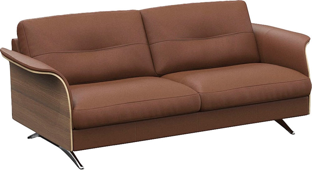 FLEXLUX 2,5-Sitzer »Glow Sofa, Couch,«, Premium-Sitz: Kaltschaum & Federkern, Arml. Walnuss, Fuß Alu