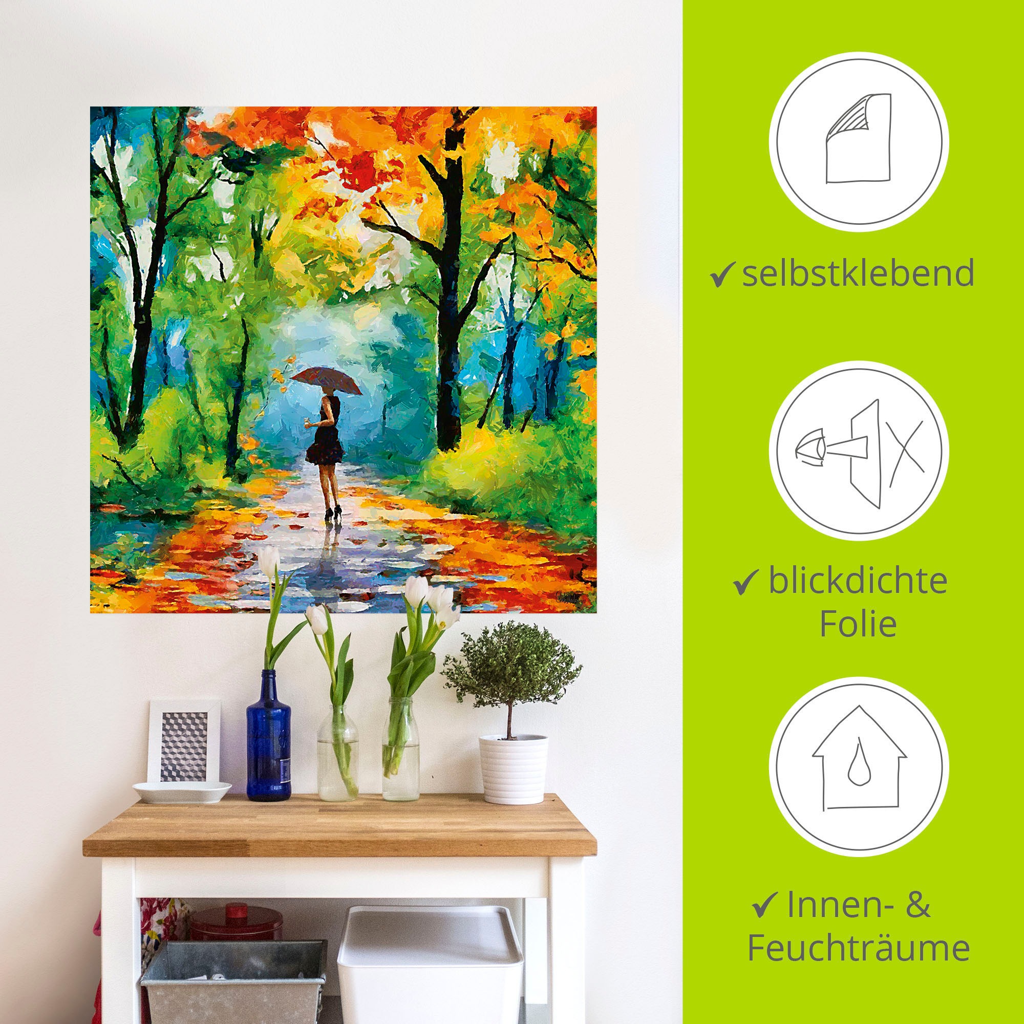 Vier Wandbild Artland Jahreszeiten »Herbstlicher (1 Alubild, Größen als Poster | bestellen Park«, Wandaufkleber Bilder, im in St.), Leinwandbild, BAUR versch. oder Spaziergang