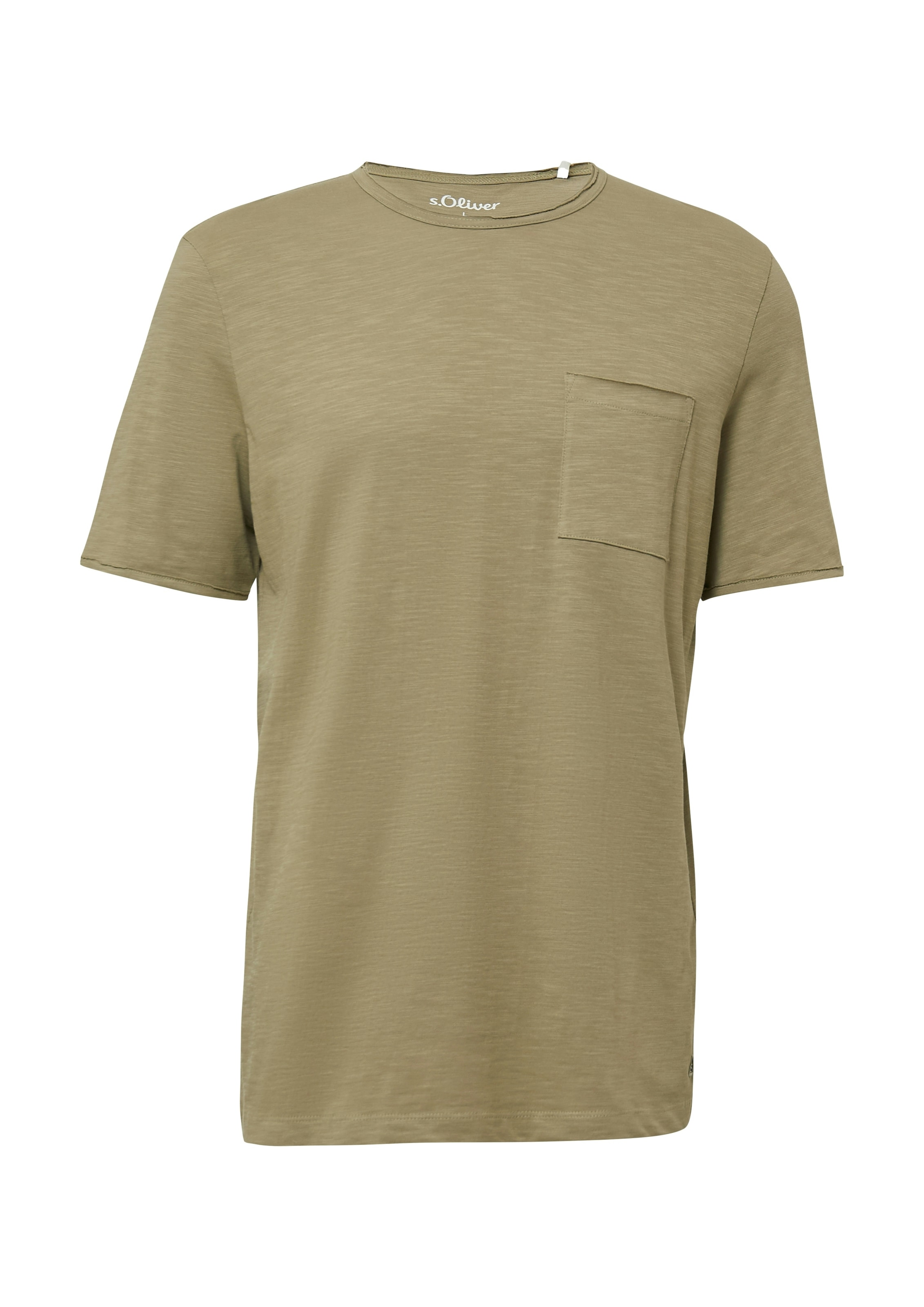 s.Oliver T-Shirt mit Brusttasche und offenen Kanten