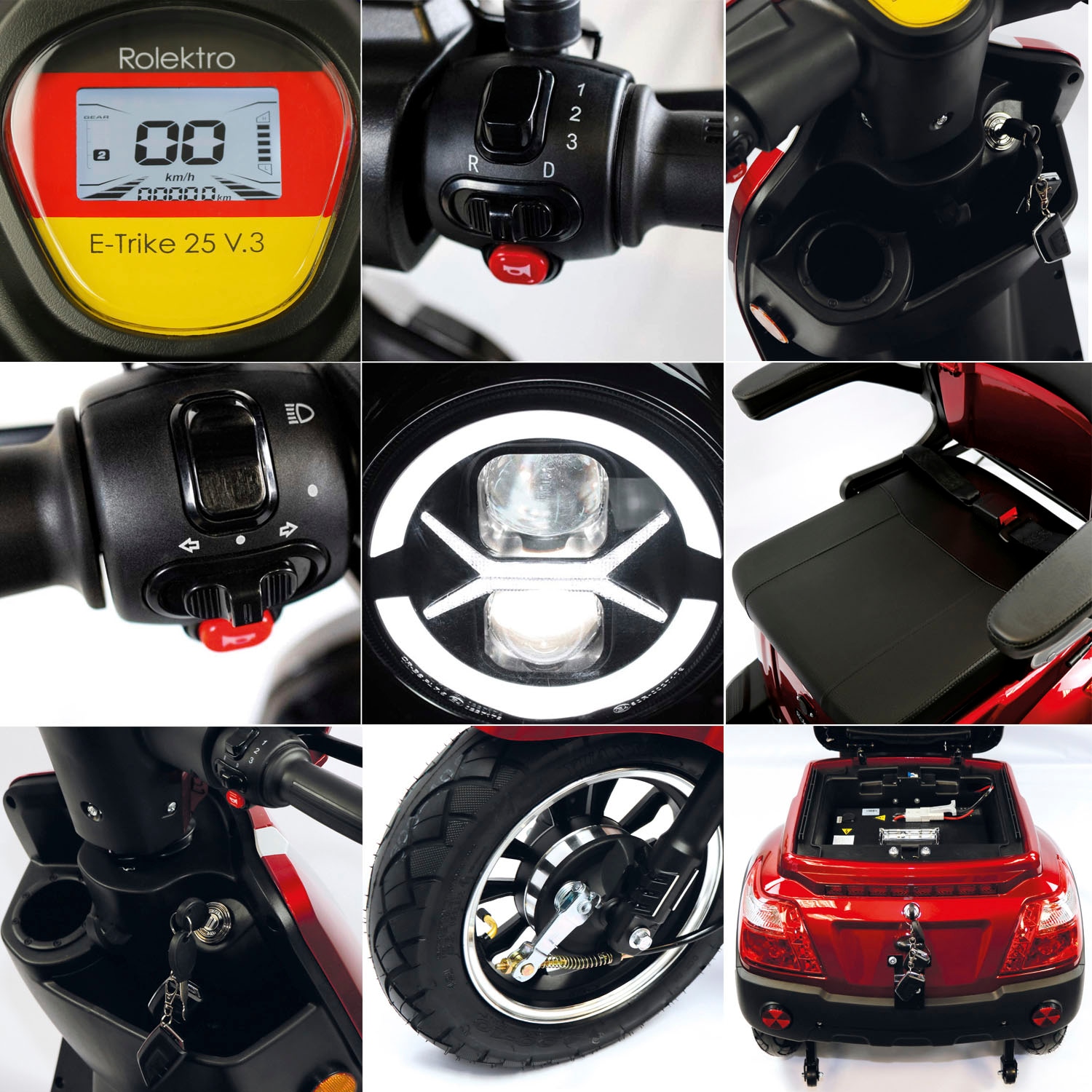 Rolektro Elektromobil »Rolektro E-Trike 25 V.3, Lithium Akku«, (mit Topcase)