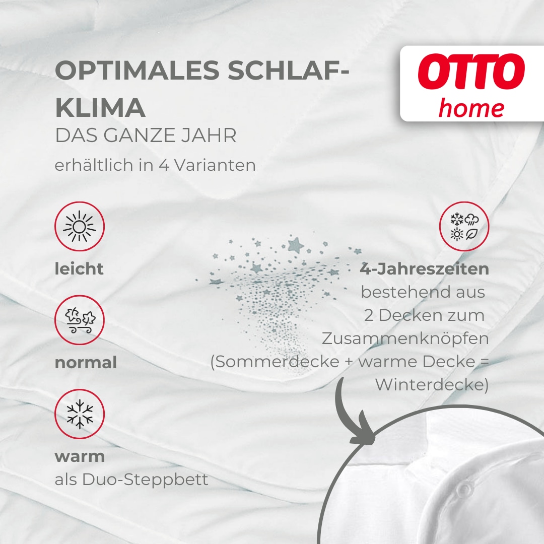 OTTO home Microfaserbettdecke + Kopfkissen »Baca, 2-tlg. Bettdecke 135x200 oder155x220 cm mit Kissen 80x80 cm« Set Bettdecke & Kissen Made in Germany, Sommer, Winter